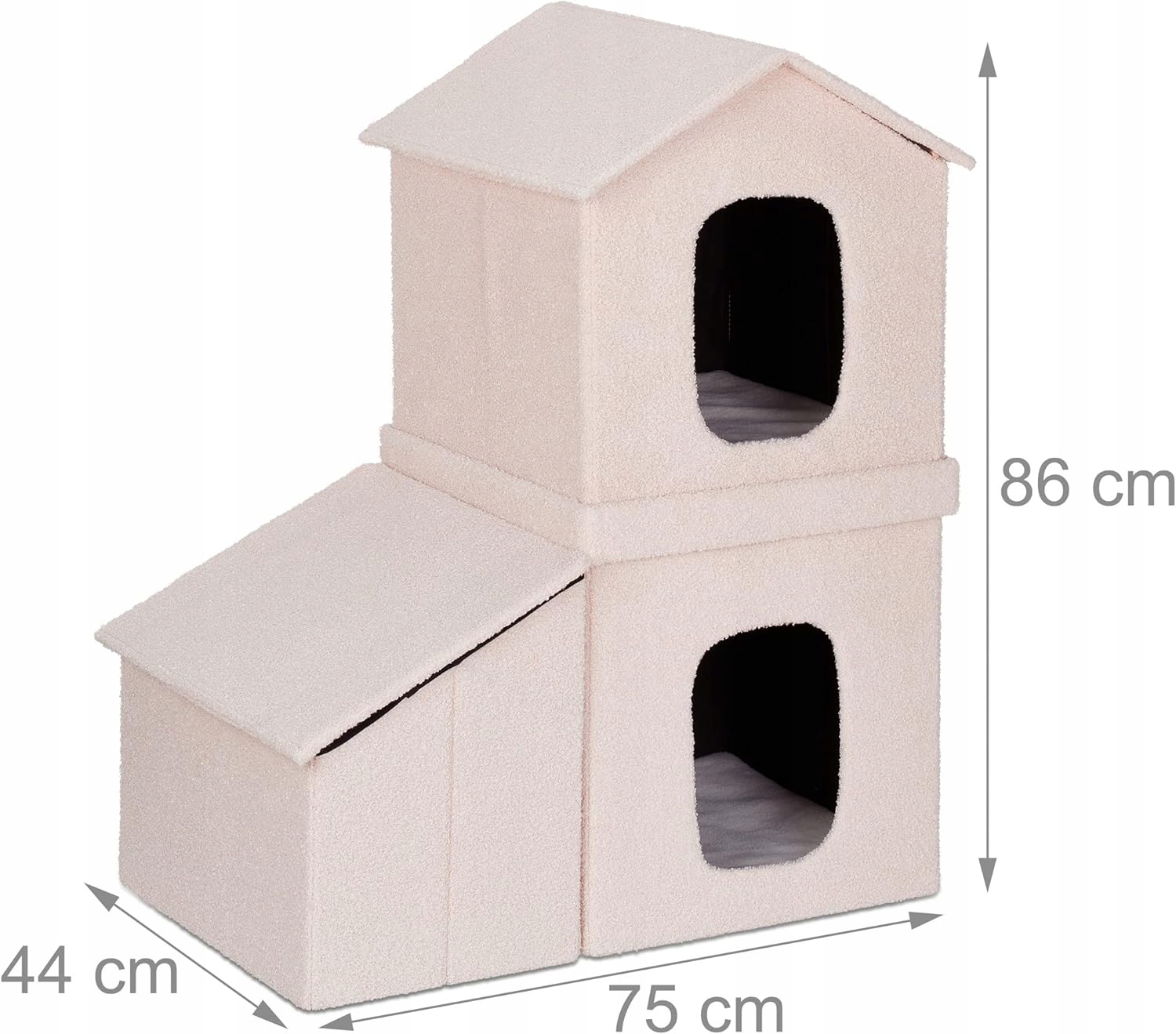 Levně Jeskyně pro kočky, 86 x 75 x 44 cm, skládací domeček pro kočky se 2 úrovněmi