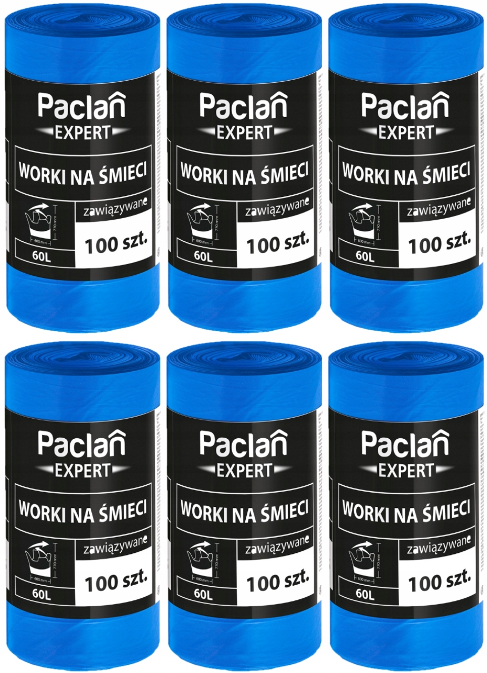 Levně Paclan Expert Univerzální pytle na odpadky 60 L Silné 6x100 ks
