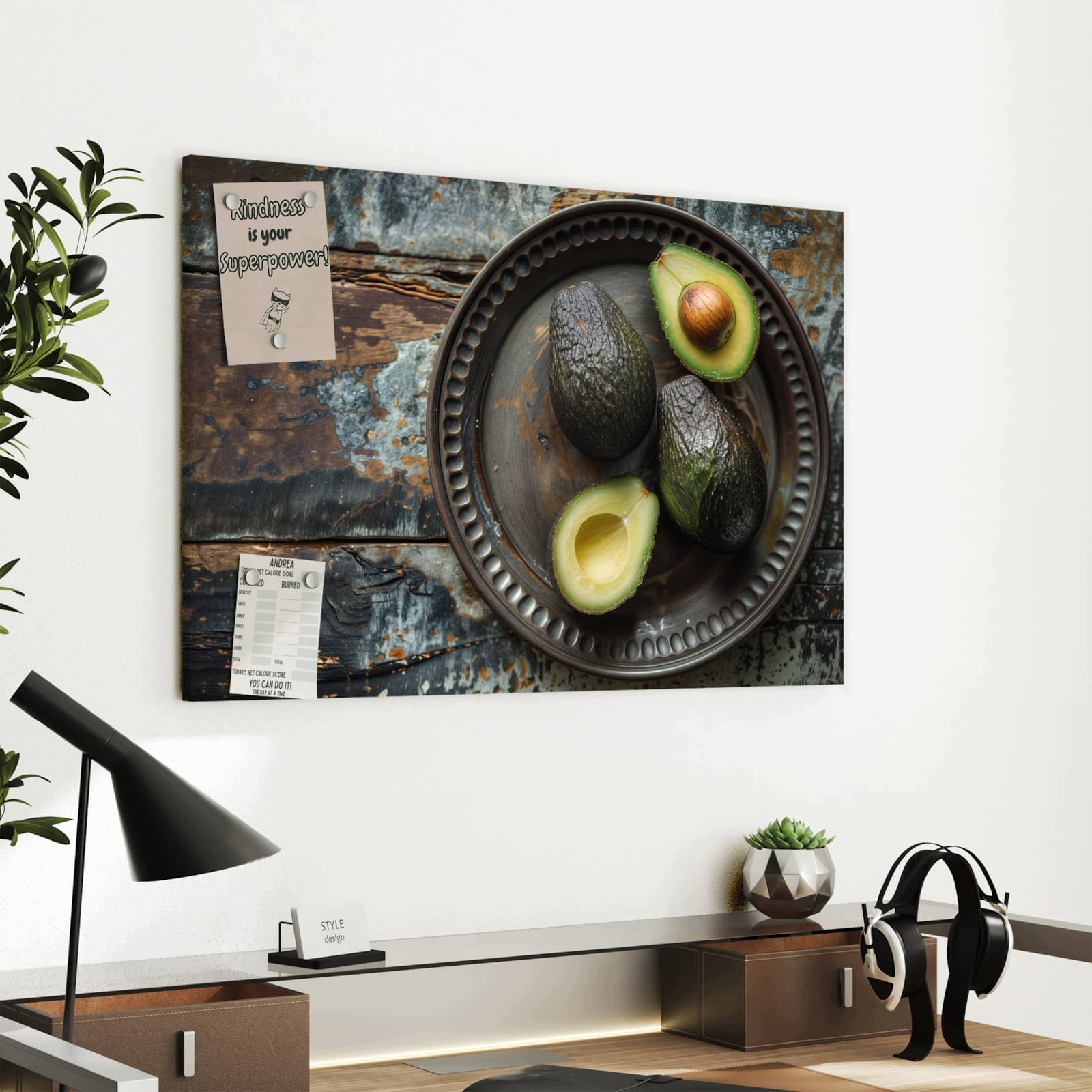 Magnetická tabule Avokádo Dřevěný Talíř 60 × 40 cm