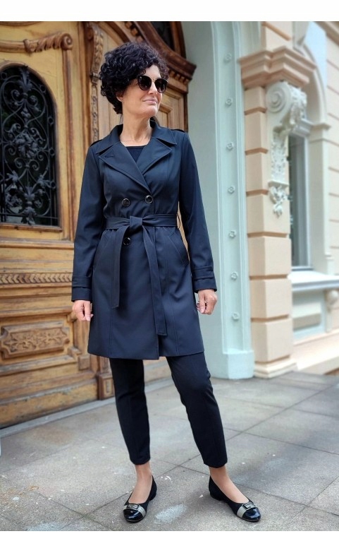 PRZEJŚCIOWY PŁASZCZ PROCHOWIEC TRENCZ CZARNY 38 Rodzaj trencz