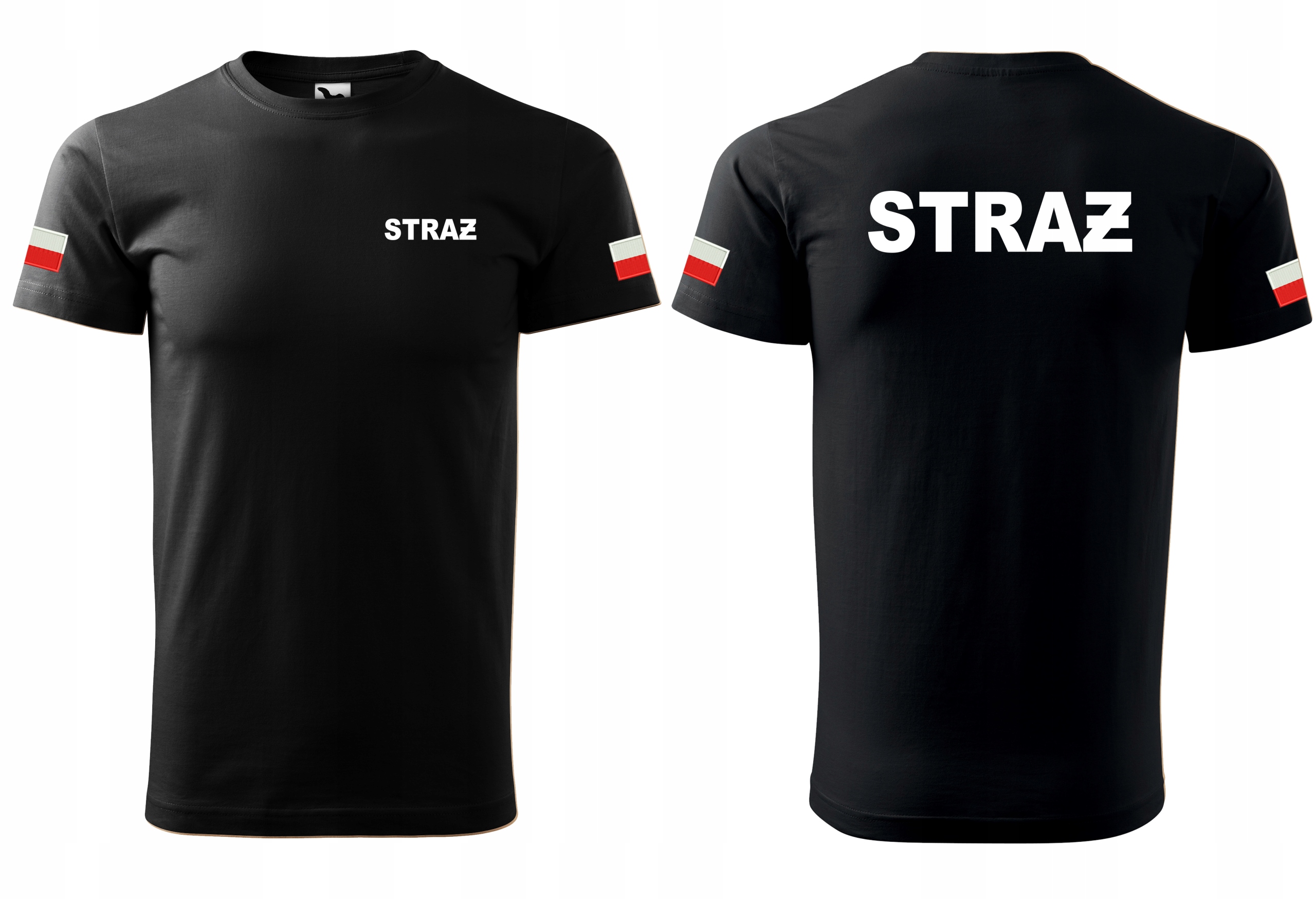

Czarna Koszulka Strażacka Straż Osp Flaga M