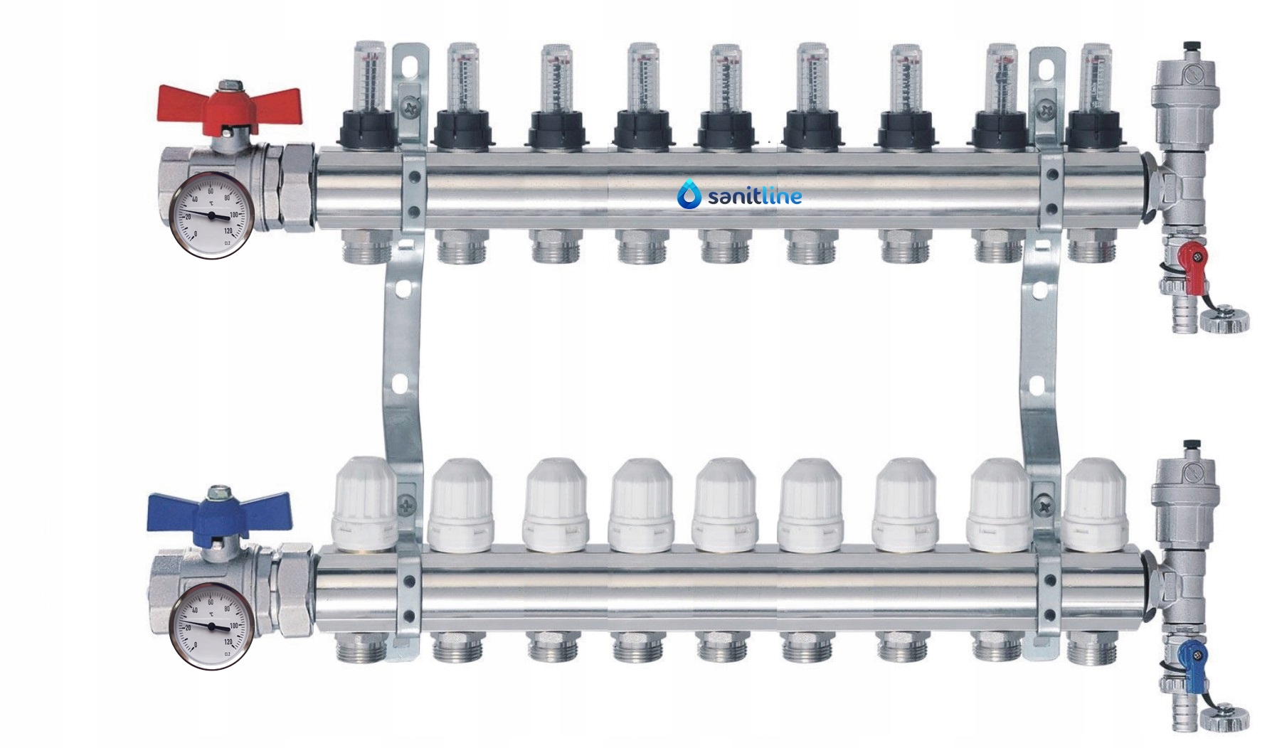 Rozdělovač Tepla 9 Sekcí Podlahového Vytápění Pro Podlahovou Krytinu