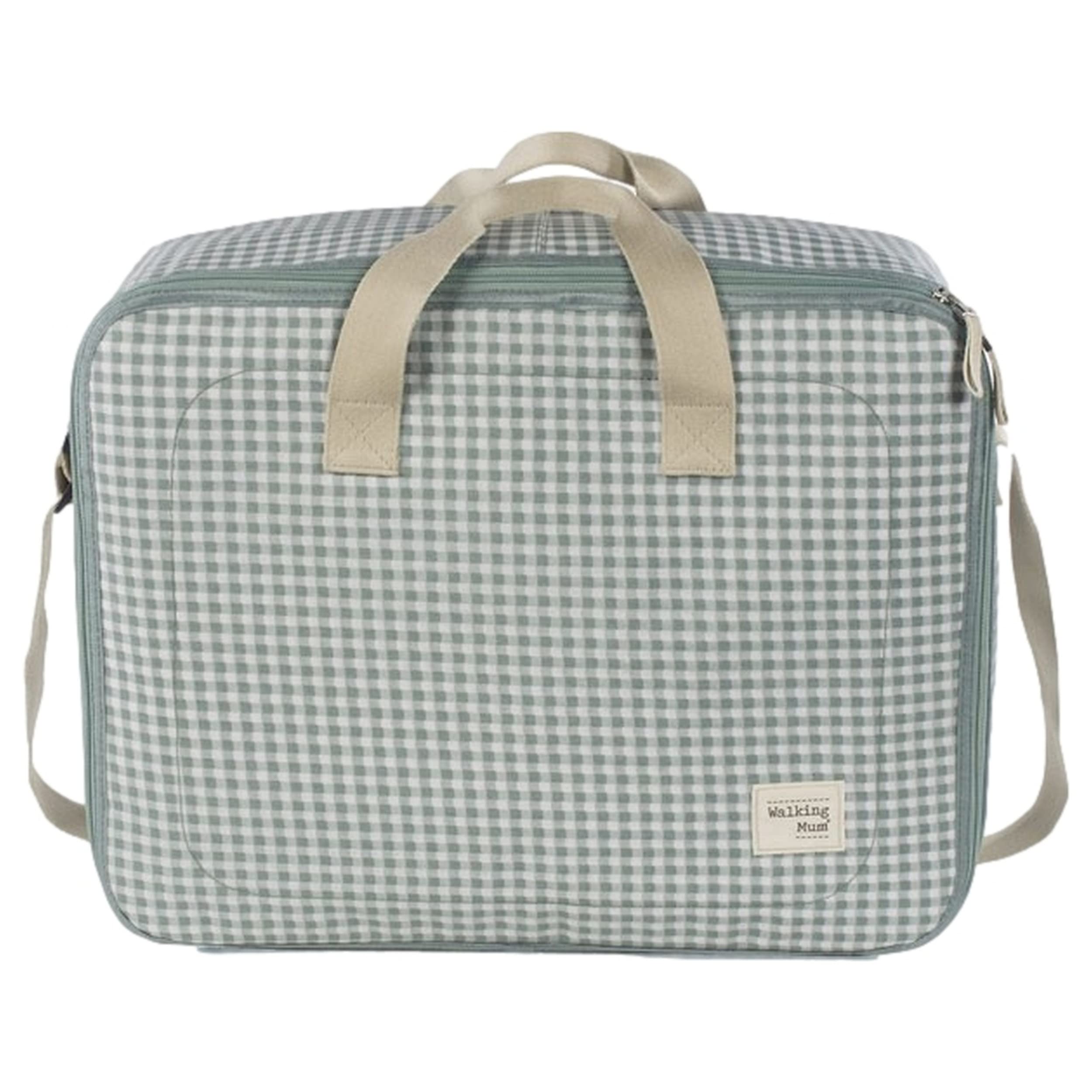 Torba podróżna Walking Mum I love Vichy miętowa w kratkę 49x37x12 cm