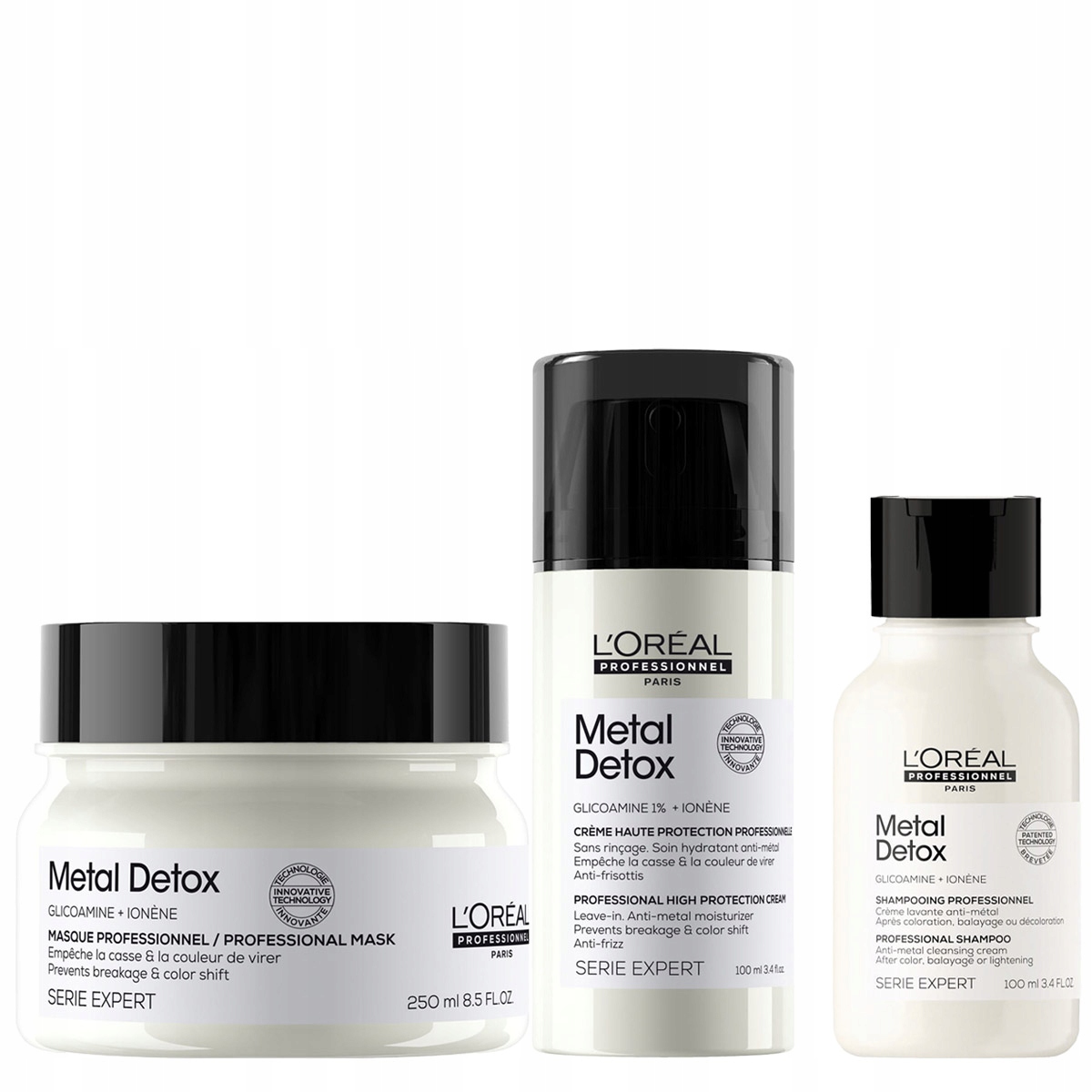 Loreal Metal Detox sada barvených vlasů maska a krém šampon 100
