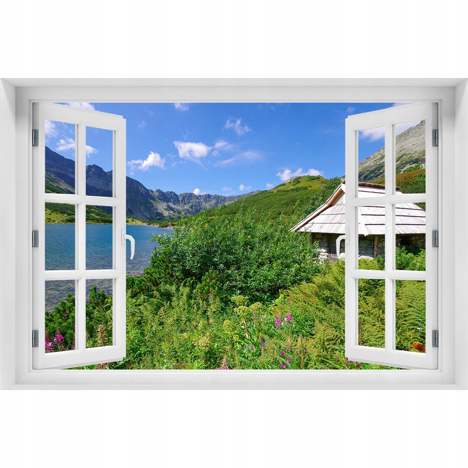 

3D Okno Naklejka na ścianę Domek w Tatrach