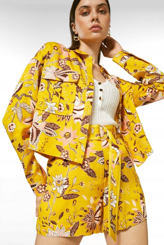 0A2E5_C* Karen Millen Žlutá Košile S Květinami 38 T5A