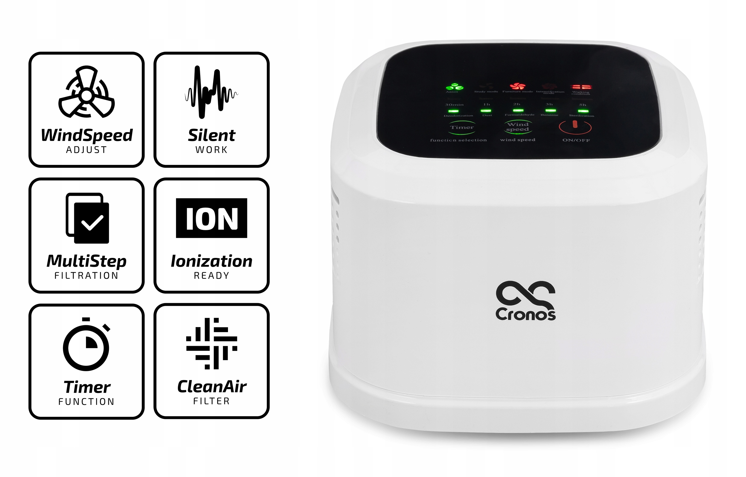 OCZYSZCZACZ POWIETRZA CRONOS CUBE NA ALERGIE SMOG Kolor dominujący biały