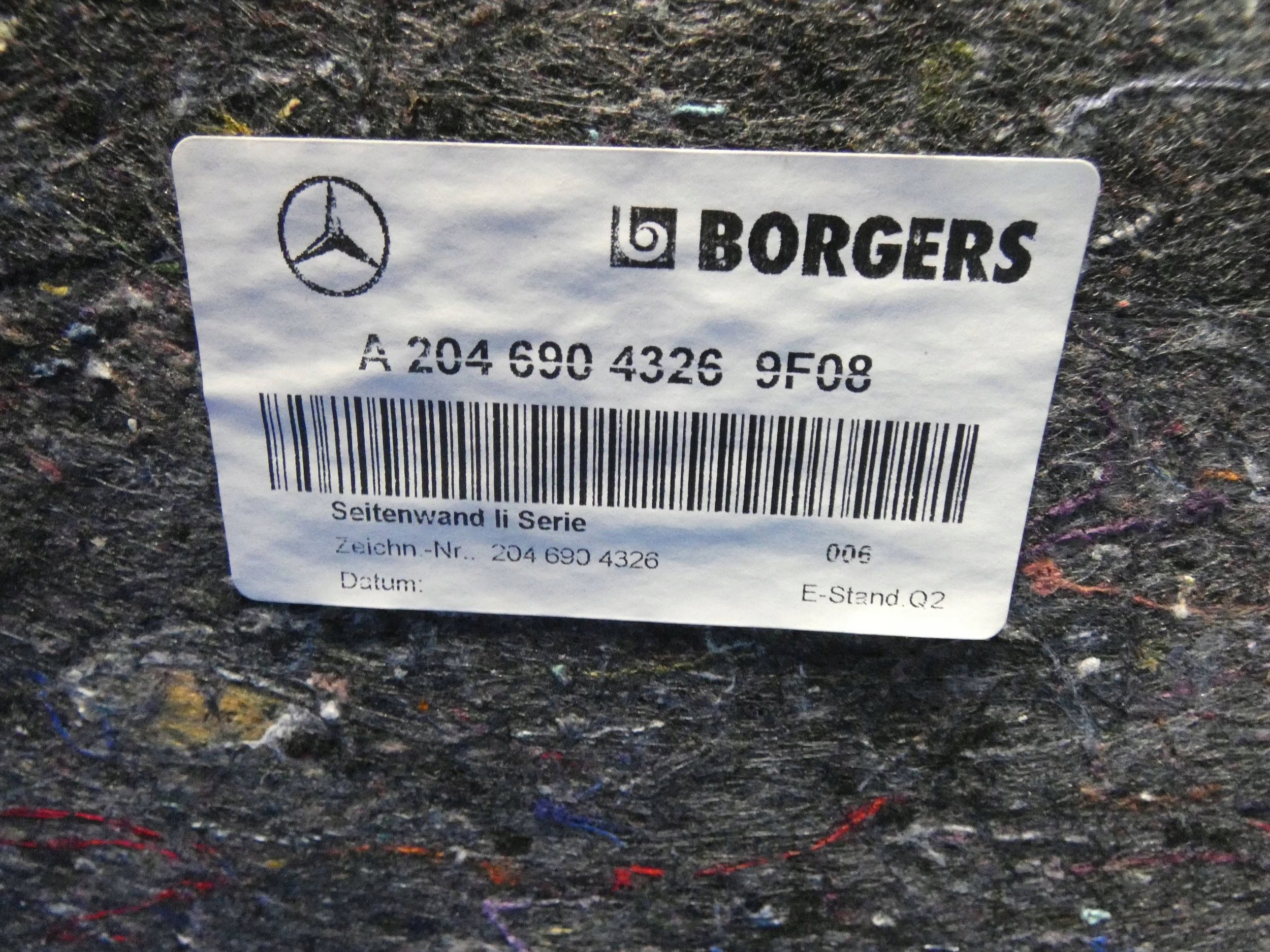 MERCEDES C KLASA W204 COUPE side upholstery boot left rear part