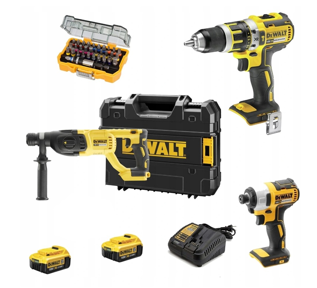 DEWALT ZESTAW BEZSZCZOTKOWY COMBO 3SZT 18V 2xAKU