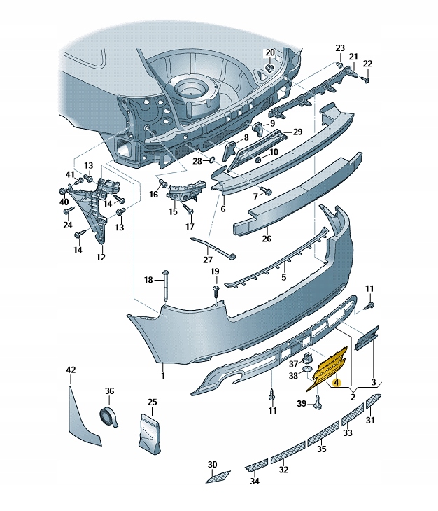 ZASLEPKA ZDERZAKA HAKA TYL AUDI A3 8P ORYGINAL Installation side Rear