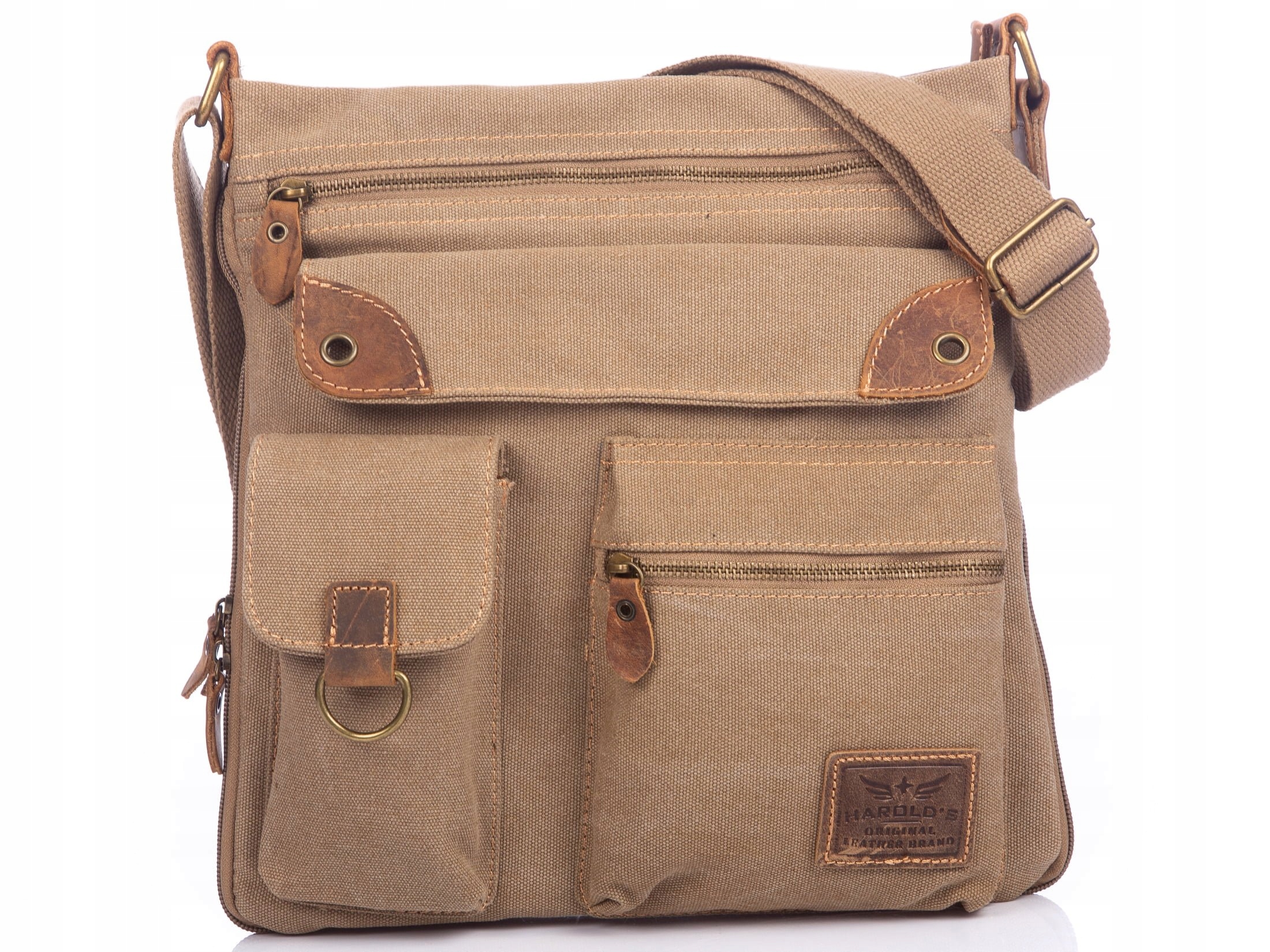 Dámská kabelka přes rameno s rozšířeným plátnem městská přírodní kůže, hnědá