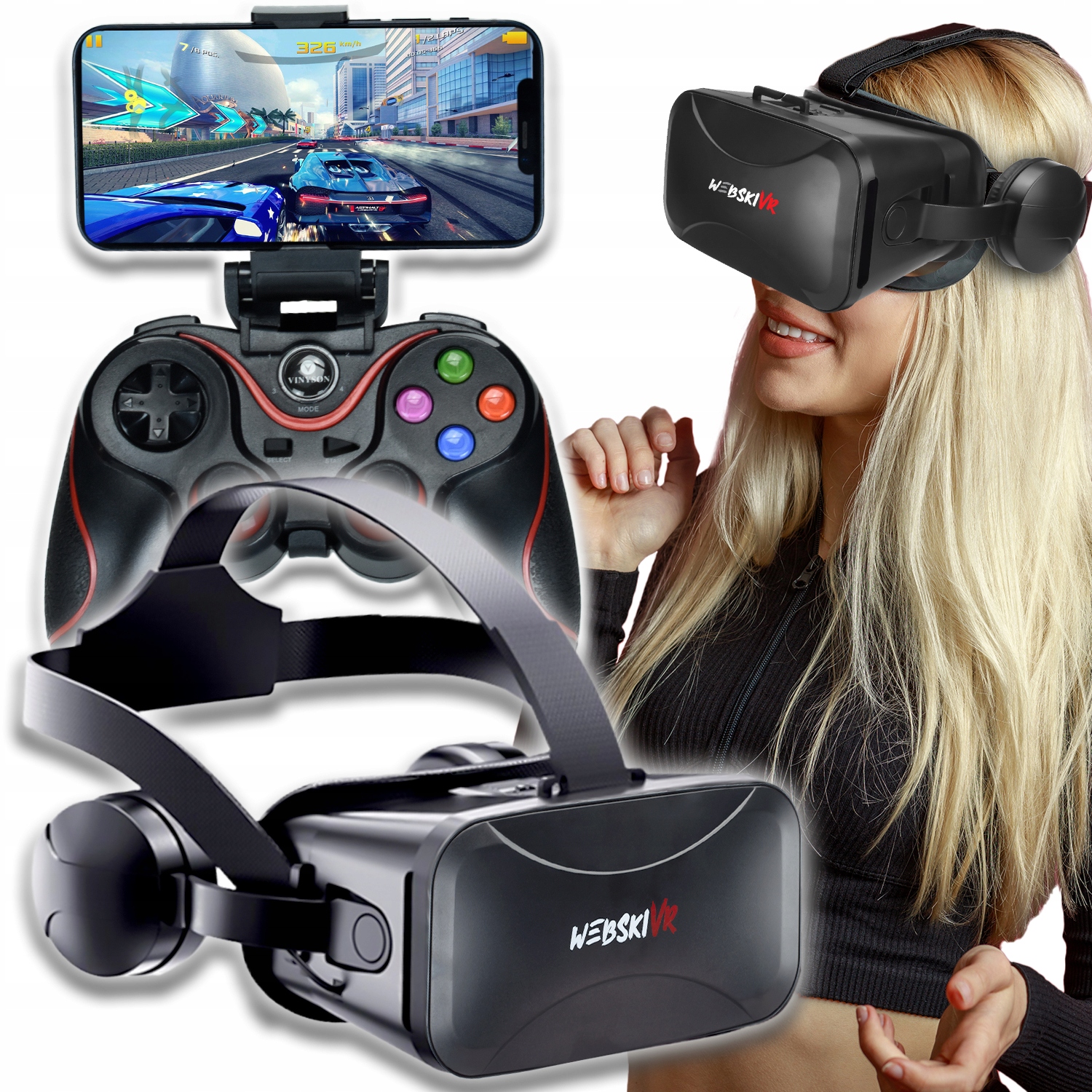 3D Virtuální Brýle Pro Hraní Filmů, Telefon, Smartphone Bluetooth Dálkové Ovládání