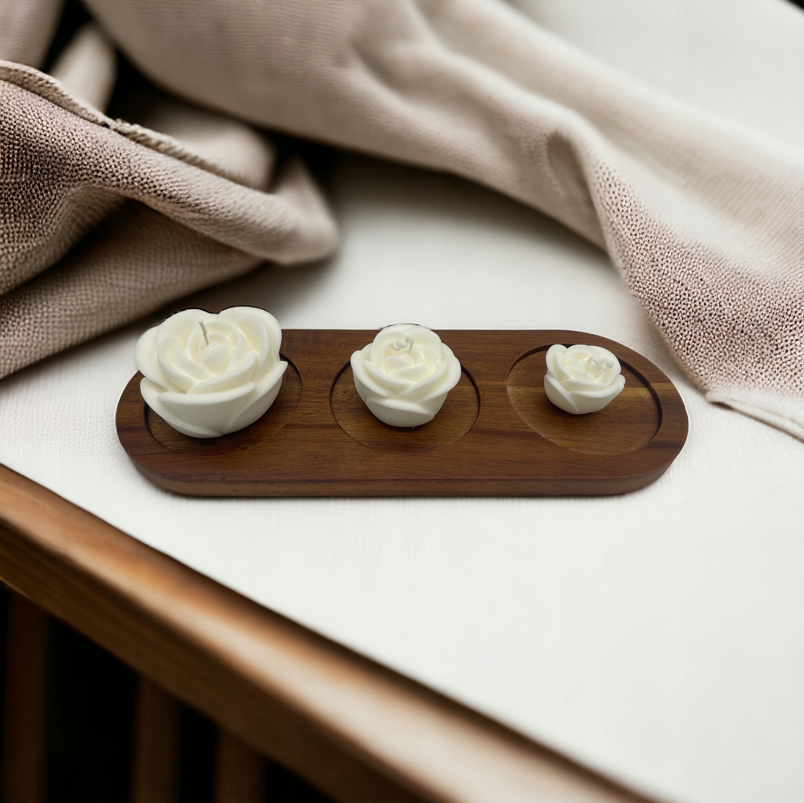 Sójové svíčky 3 ks na podstavci bambus