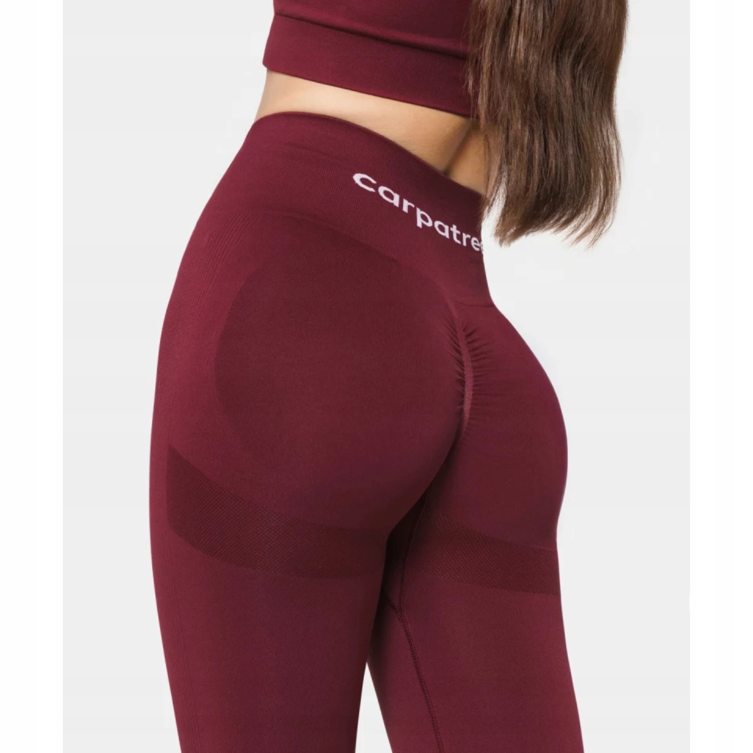 Legginsy Burgundowe Push Up Wysoki Stan Piękne Pośladki M