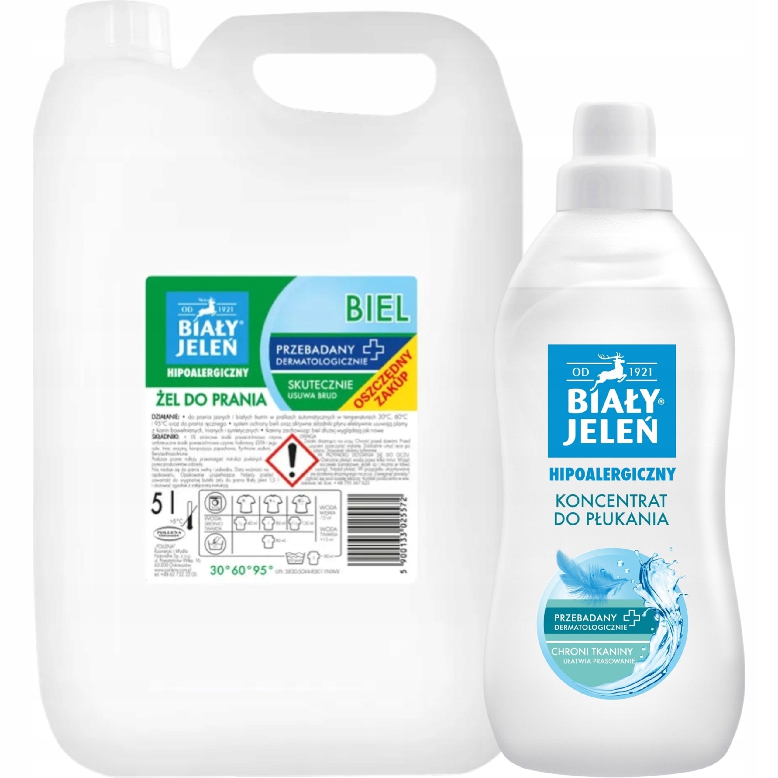 Levně Biały Jeleń gel na praní bílé barvy 5 l tekutá aviváž 1 l