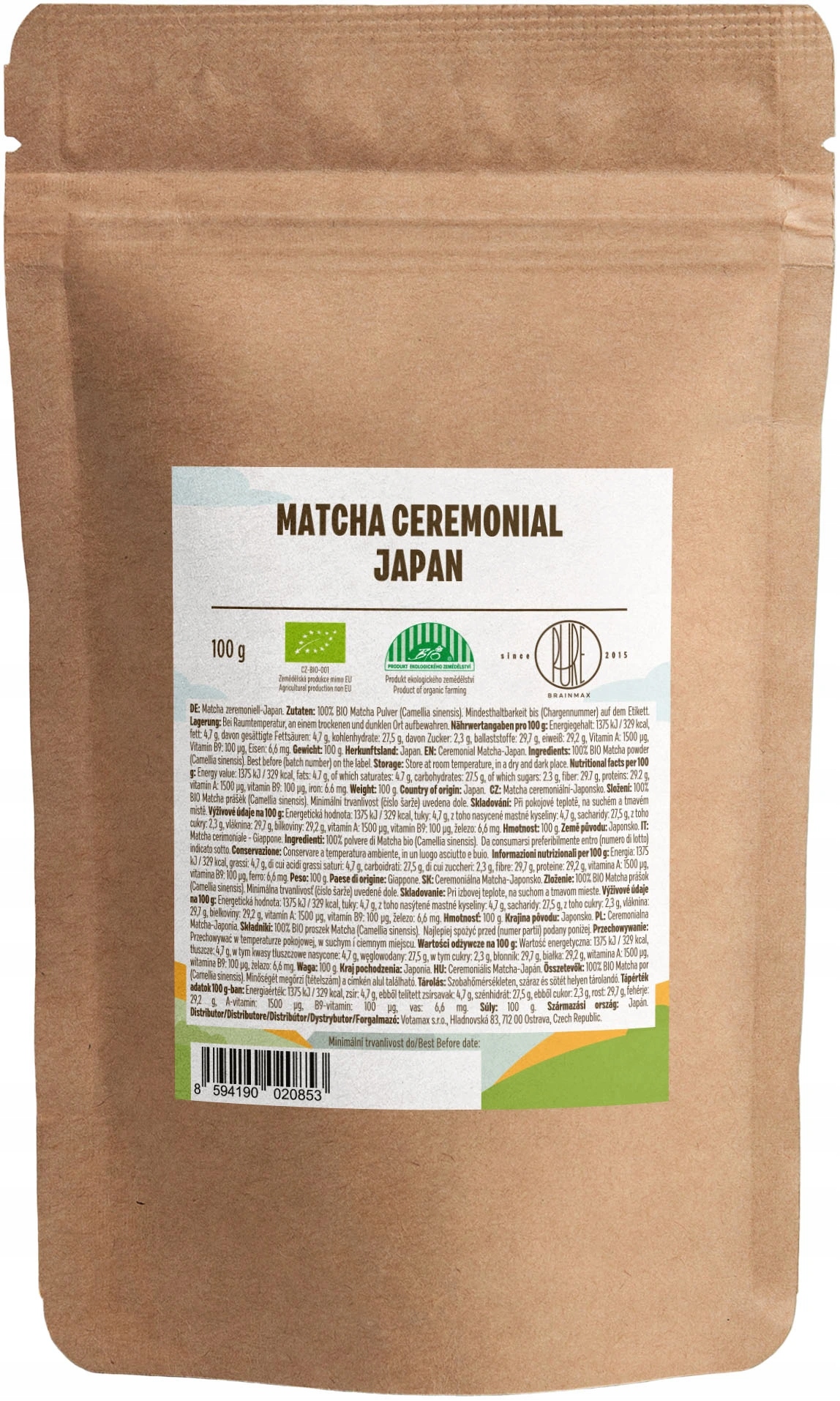BrainMax Pure Matcha Ceremonial Japan Bio 100g