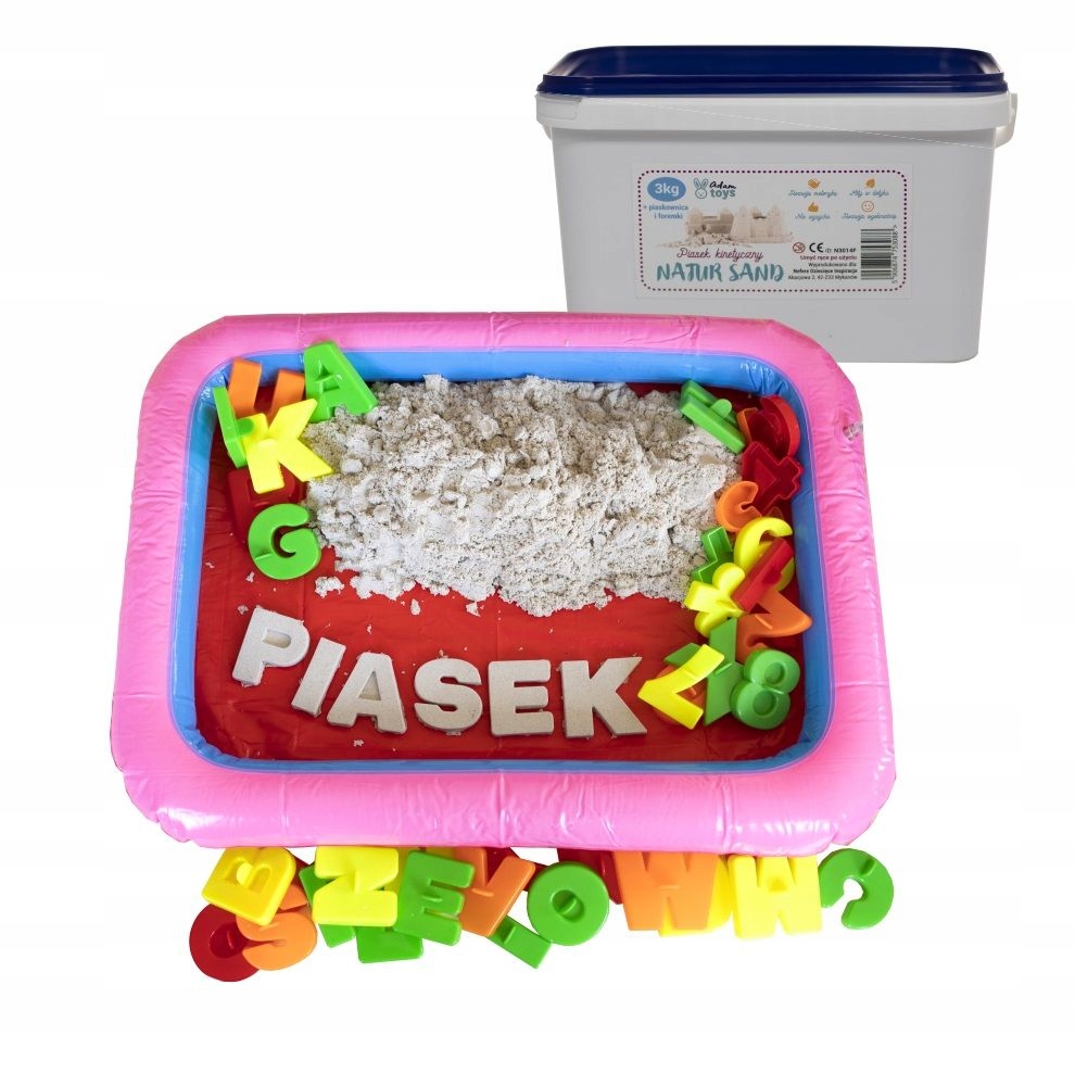 

Piasek kinetyczny 3 Kg Foremki Literki+piaskownica