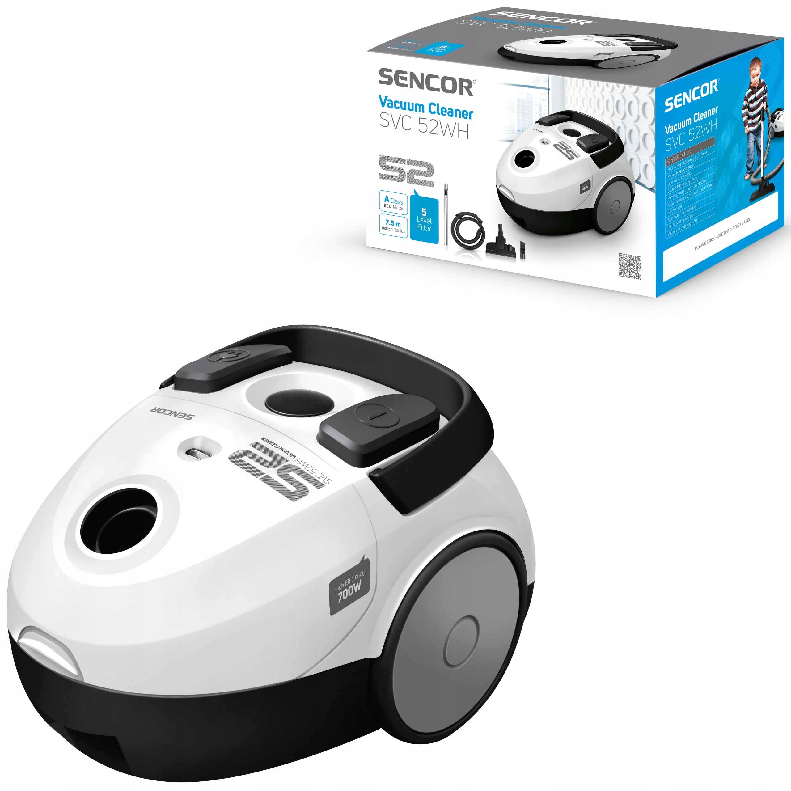 Sáčkový vysavač Sencor Svc 52 WH-EUE3