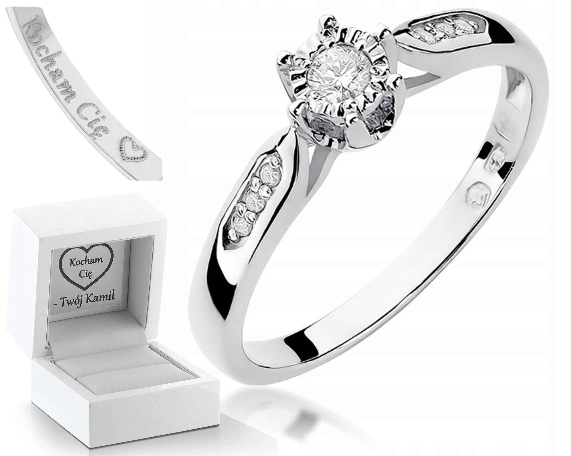 Prstýnek Brilianty Bílé Zlato 585 Gravírování Bonus Zásnubní Dárek