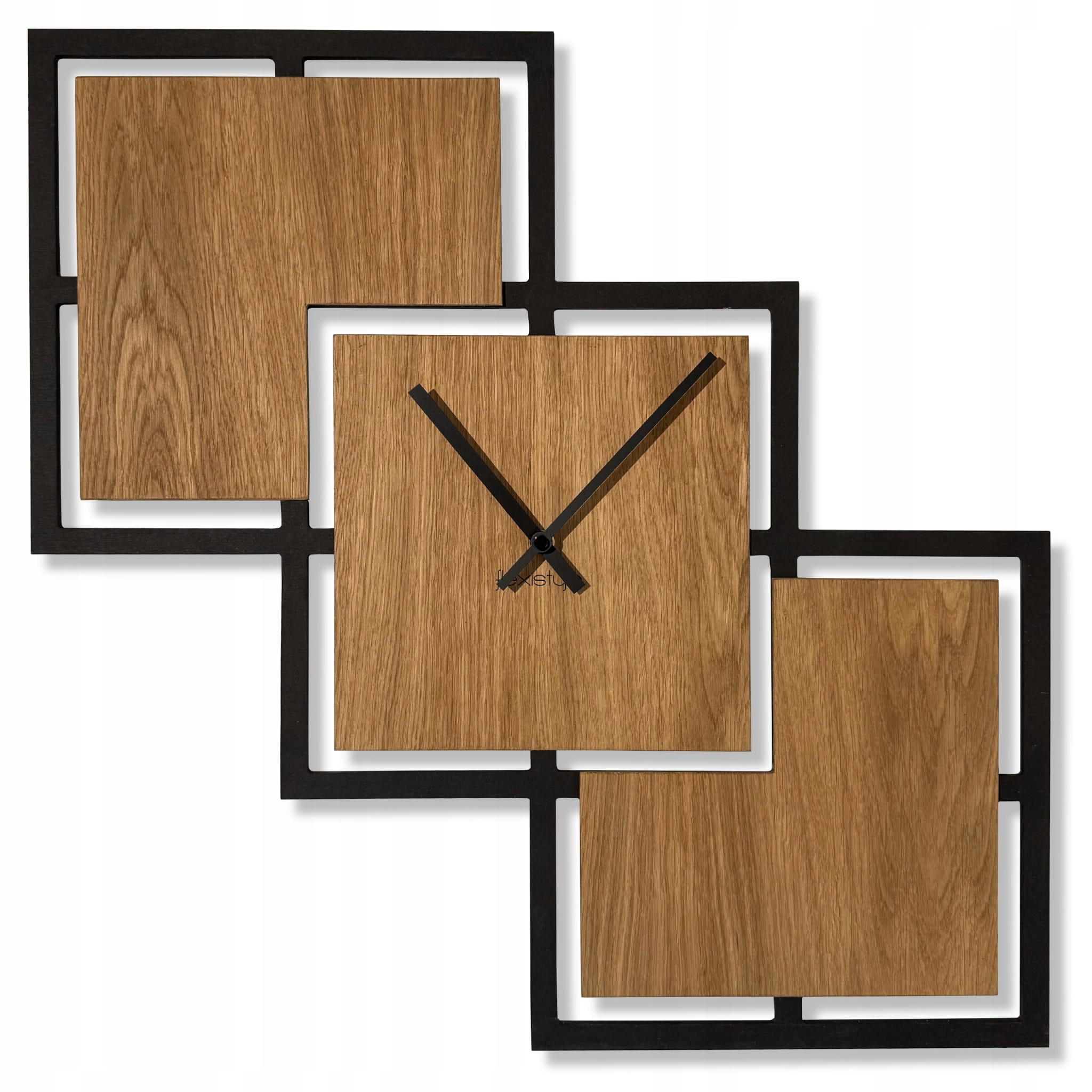 Nástěnné hodiny Triple 58 cm černé dřevěné do obývacího pokoje tiché