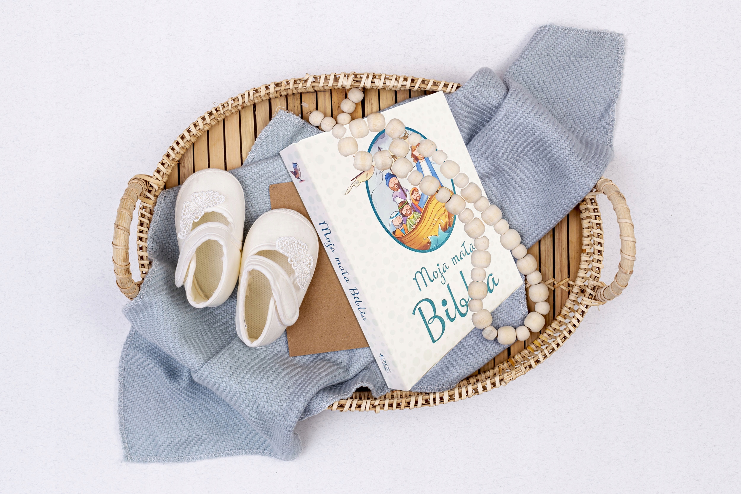 BIBLIA DLA DZIECI NA CHRZEST KOMUNIĘ PREZENT NAPIS Wysokość produktu 17 cm