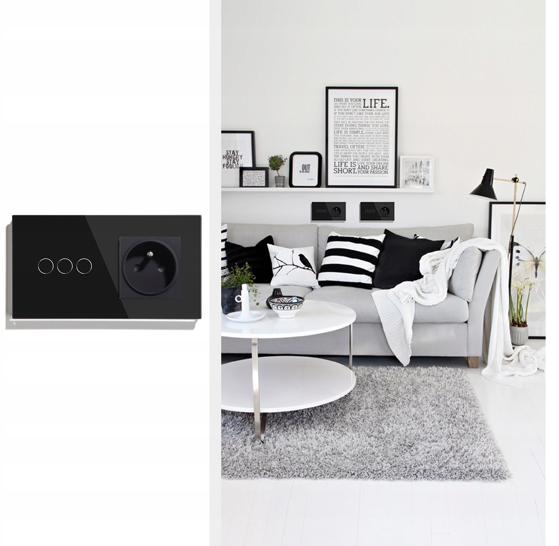 DOTYKOWY STEROWNIK ROLET ŻALUZJI WIFI Z GNIAZDKIEM SZKLANY 157mm TUYA SMART Marka Bseed