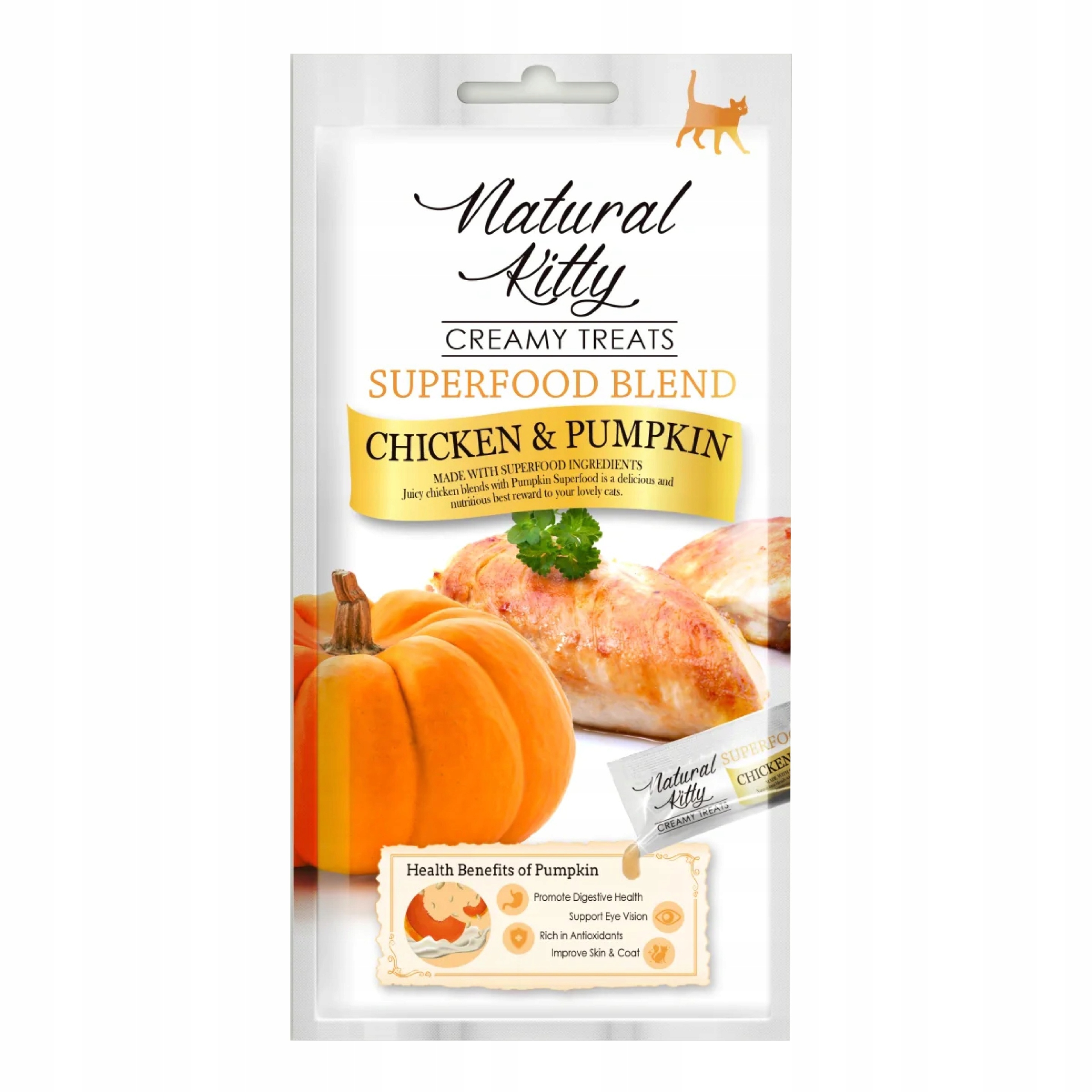 Levně Natural Kitty Premium krémový pamlsek pro kočky a dýňovým dresinkem 12x48g