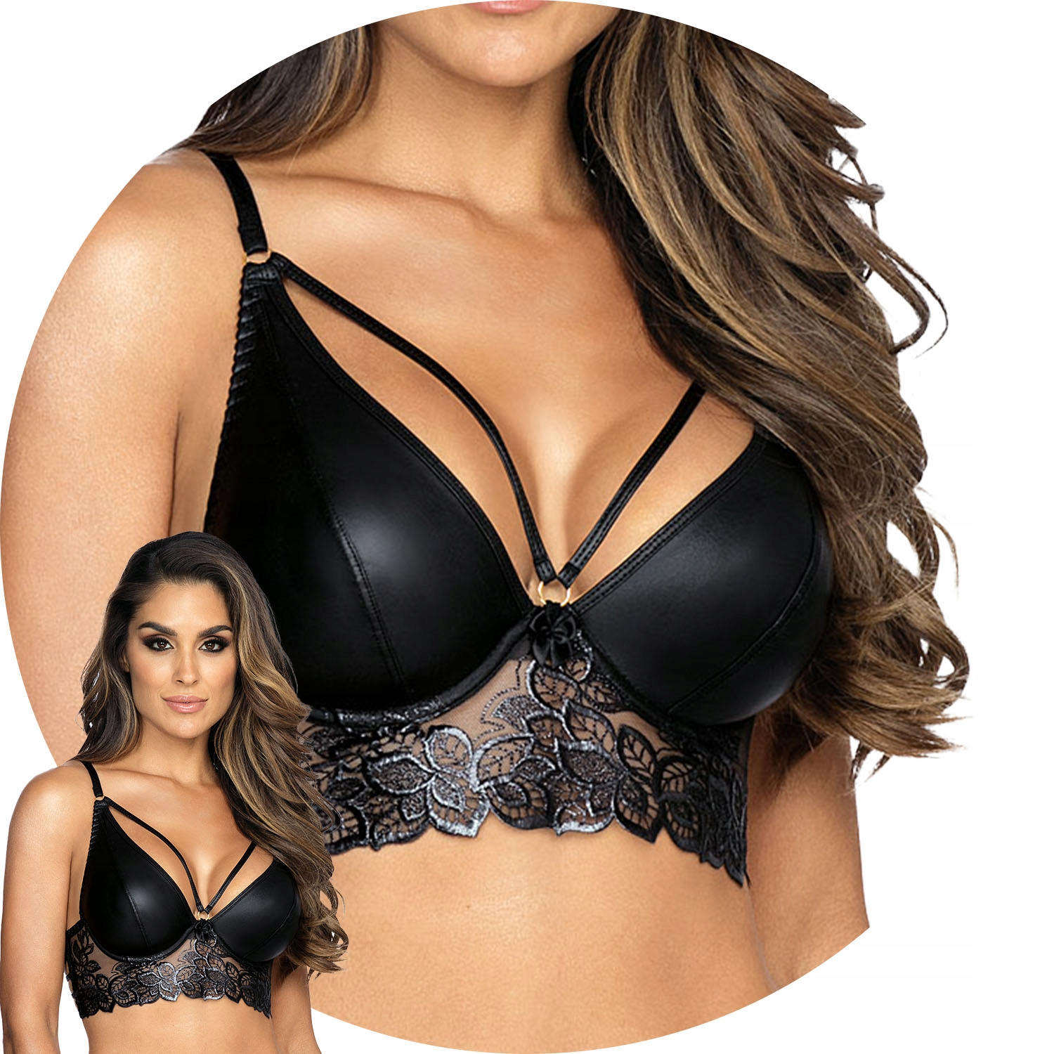 Axami V-9441 Podprsenka Měkký latexový polokorzet černá 75A