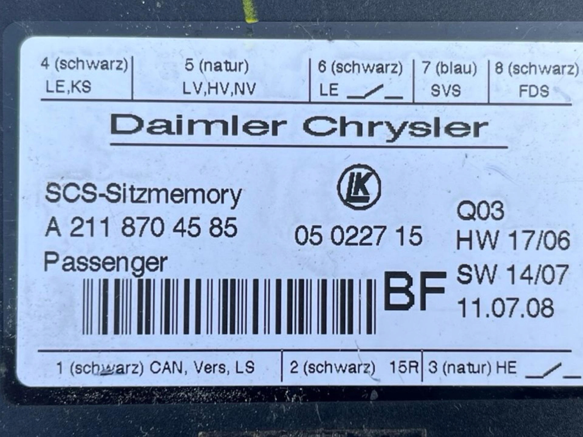 Bedienteil SITZ Mercedes-Benz GL X164 2008 A2118704585