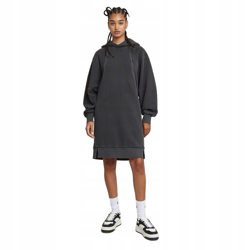 G-star Raw Tmavě Šedá Šaty S Kapucí S Kapucí