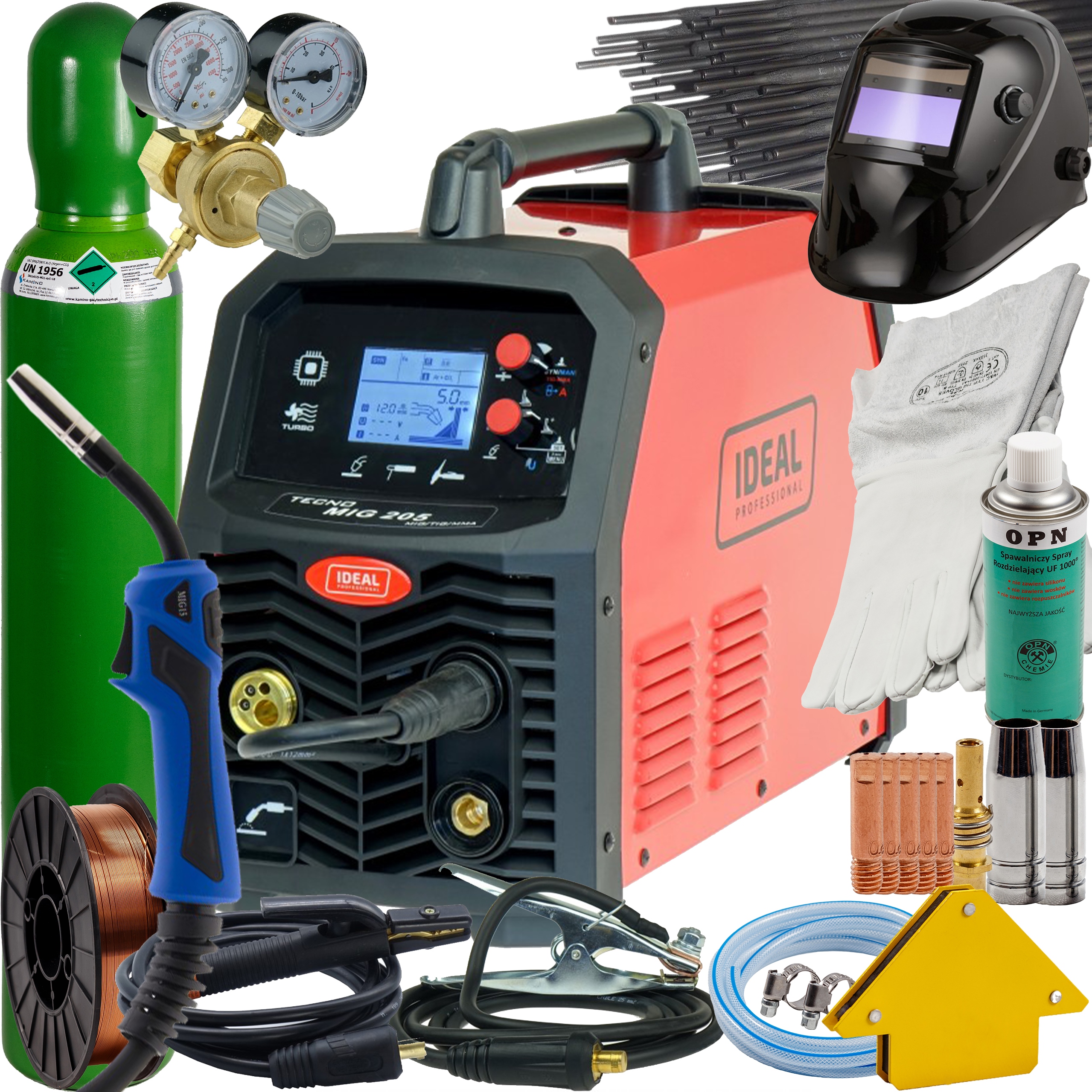 Migomat Svařovač Ideal 205 Synergie, poloautomatický svařovací stroj, sada 1