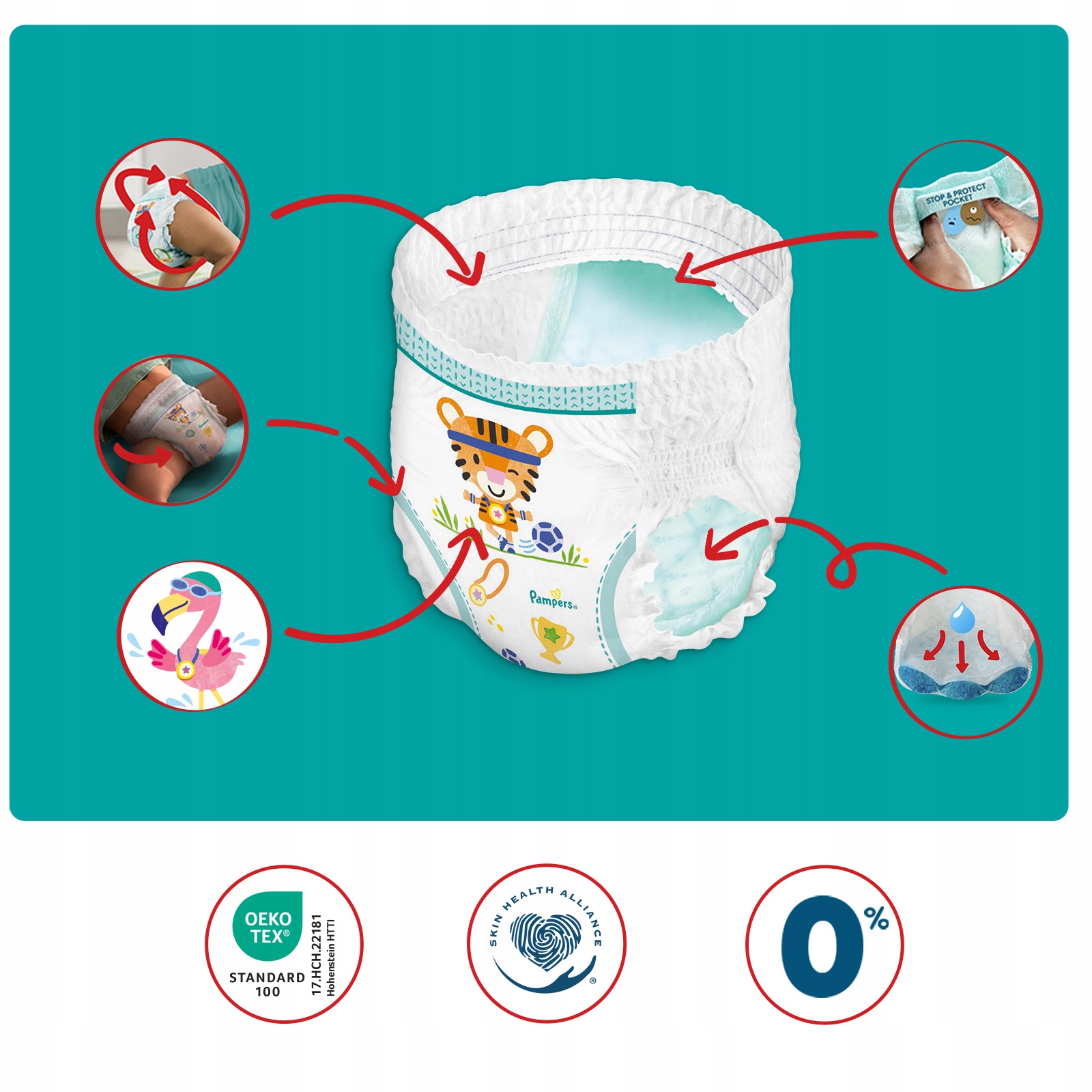 Pampers Pants Pieluchomajtki, rozmiar 7, 38 szt, 17kg+ Linia Pampers Pants