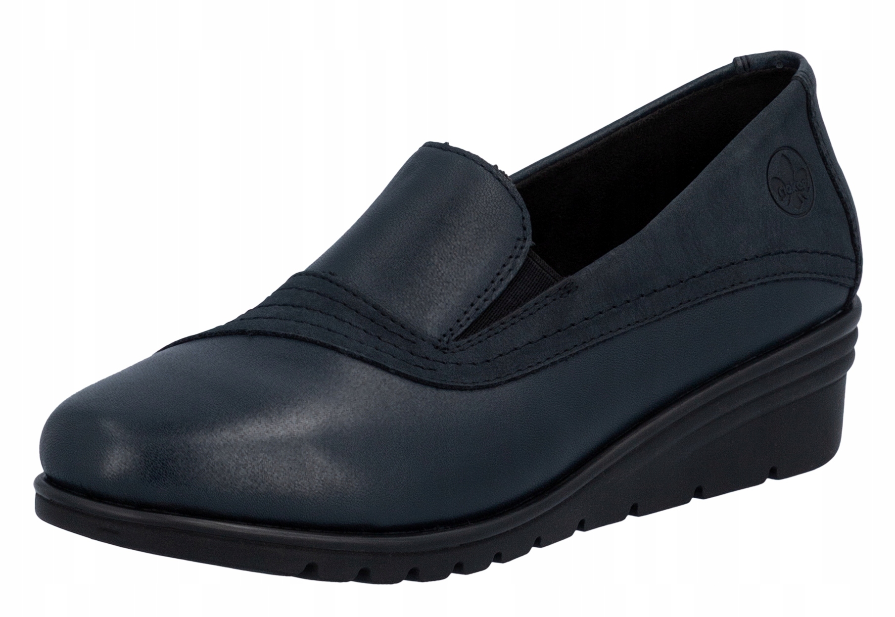 Rieker L5356-14 vel.37 modré kožené polobotky na klínku