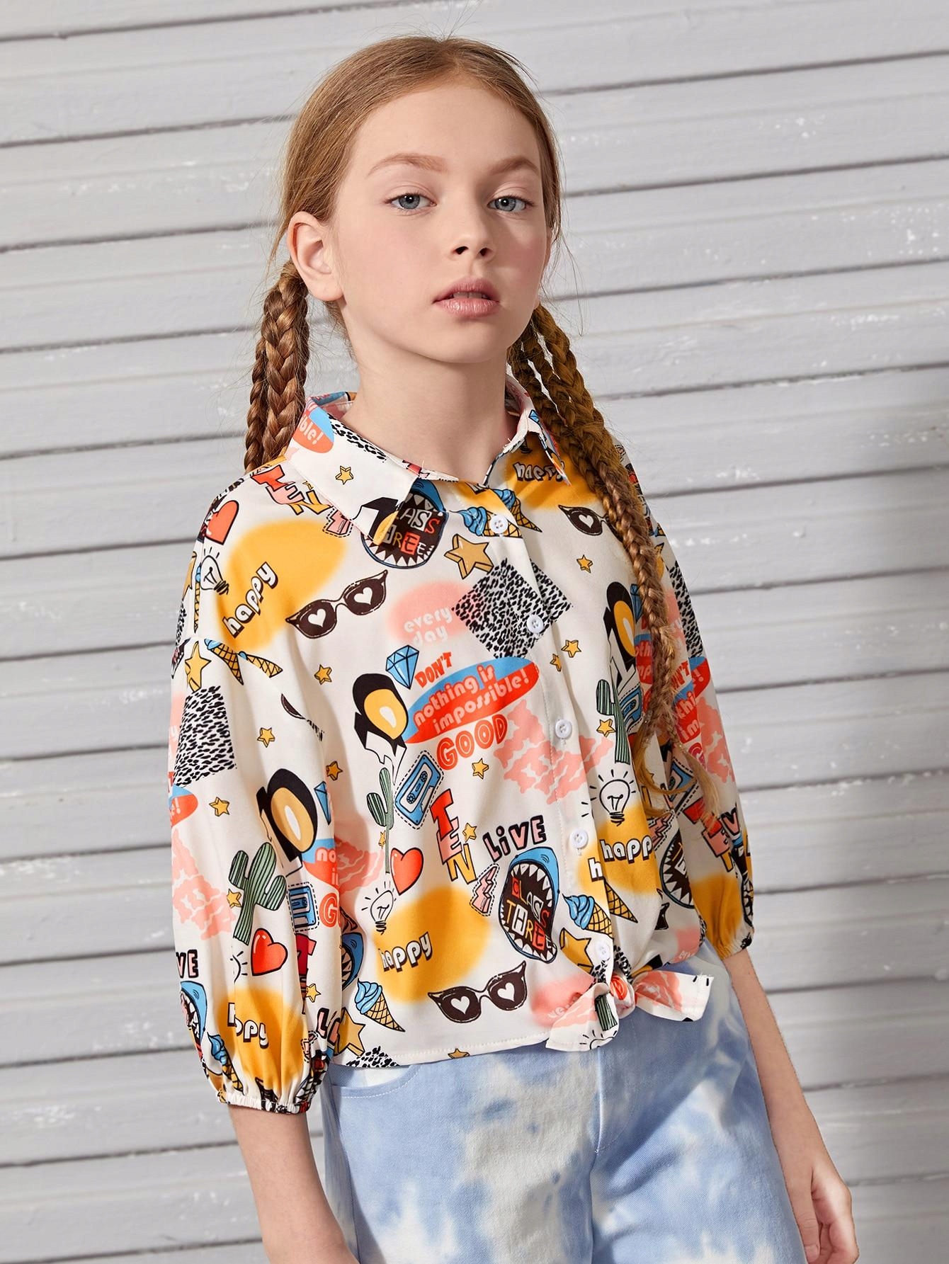 SHEIN KOSZULA DZIEWCZĘCA KOLOROWA PRINT Marka Shein