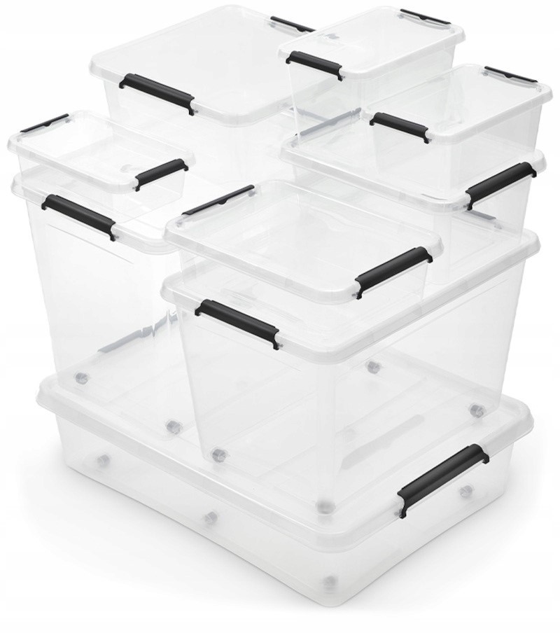 POJEMNIK PLASTIKOWY Z POKRYWKĄ RĄCZKĄ DOMOWY MOXOM SIMPLESTORE 8,5 L Długość 39 cm