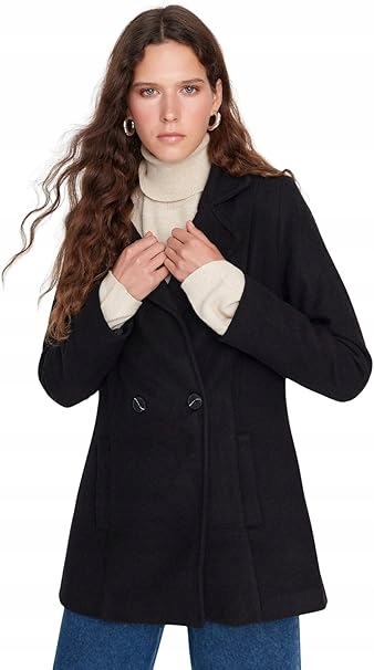 Trendyol Černý Klasický Kabát S Klasickým Límcem 38 6BA