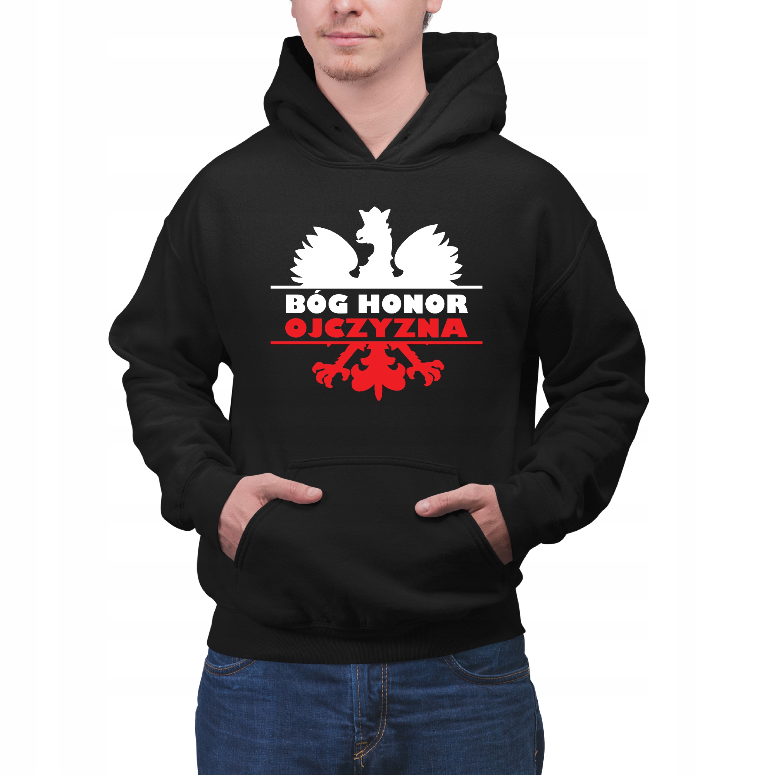 

Czarna Bluza Z Kapturem Patriotyczna Orzeł Biały M