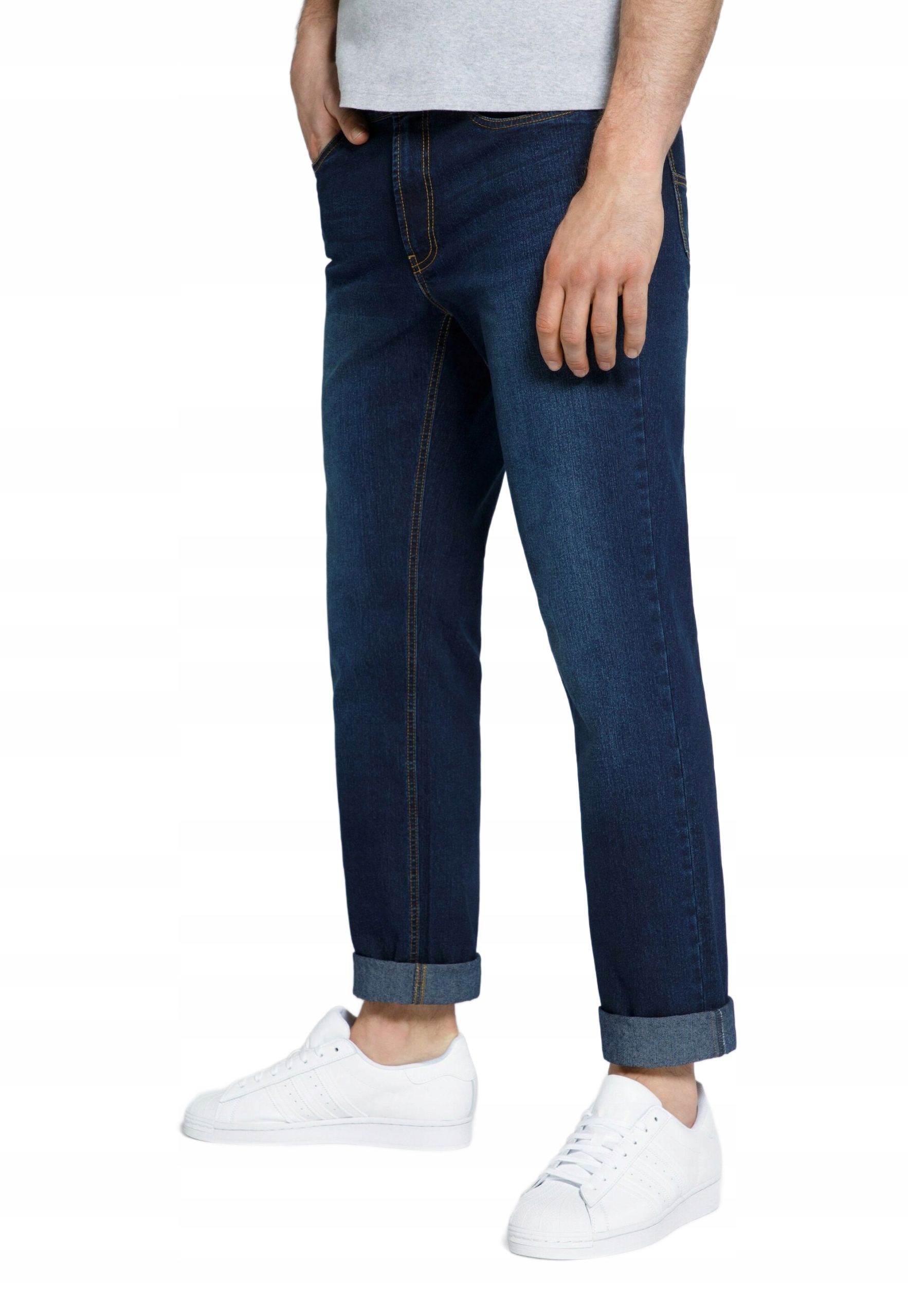 Sthuge Modré Pánské Dlouhé Džíny S Manžetou 28 6FA