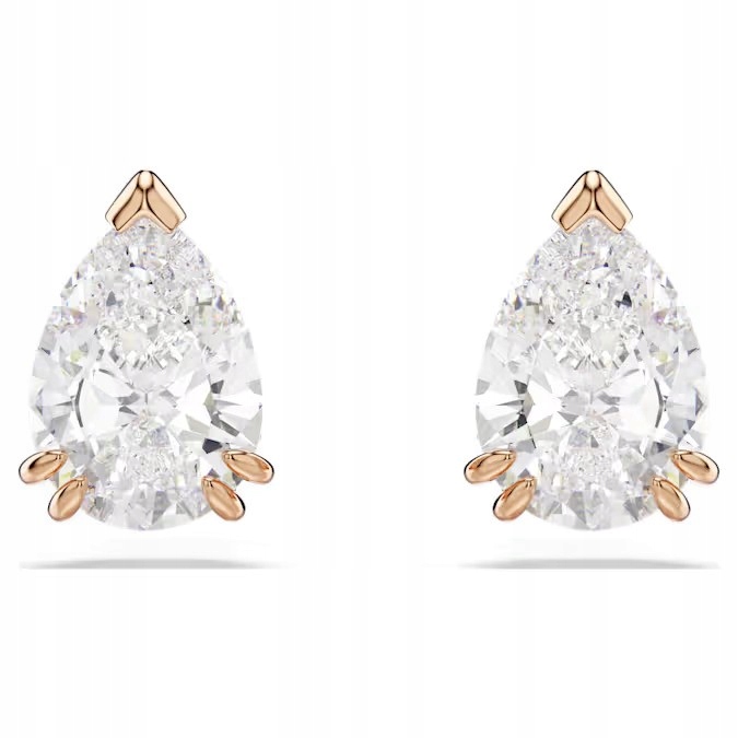 Náušnice Swarovski Stilla Hruškový brus Ocel růžové zlato zirkon bílá
