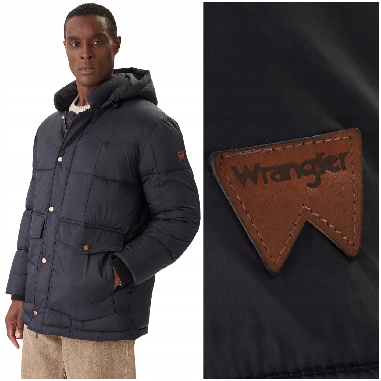 Wrangler Parka Jacket černá teplá silná péřová bunda s kapucí XXL