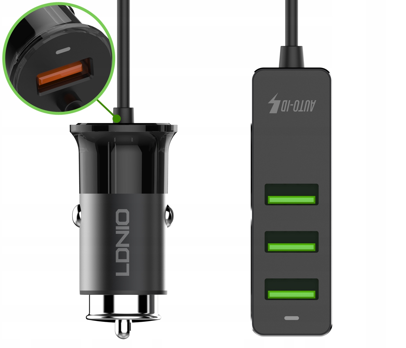 

Ładowarka Samochodowa Hub 4x Usb Zasilacz QC3.0