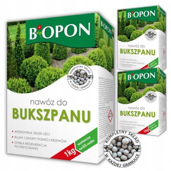

Wydajny Nawóz do bukszpanu Bopon 1 kg Pakiet