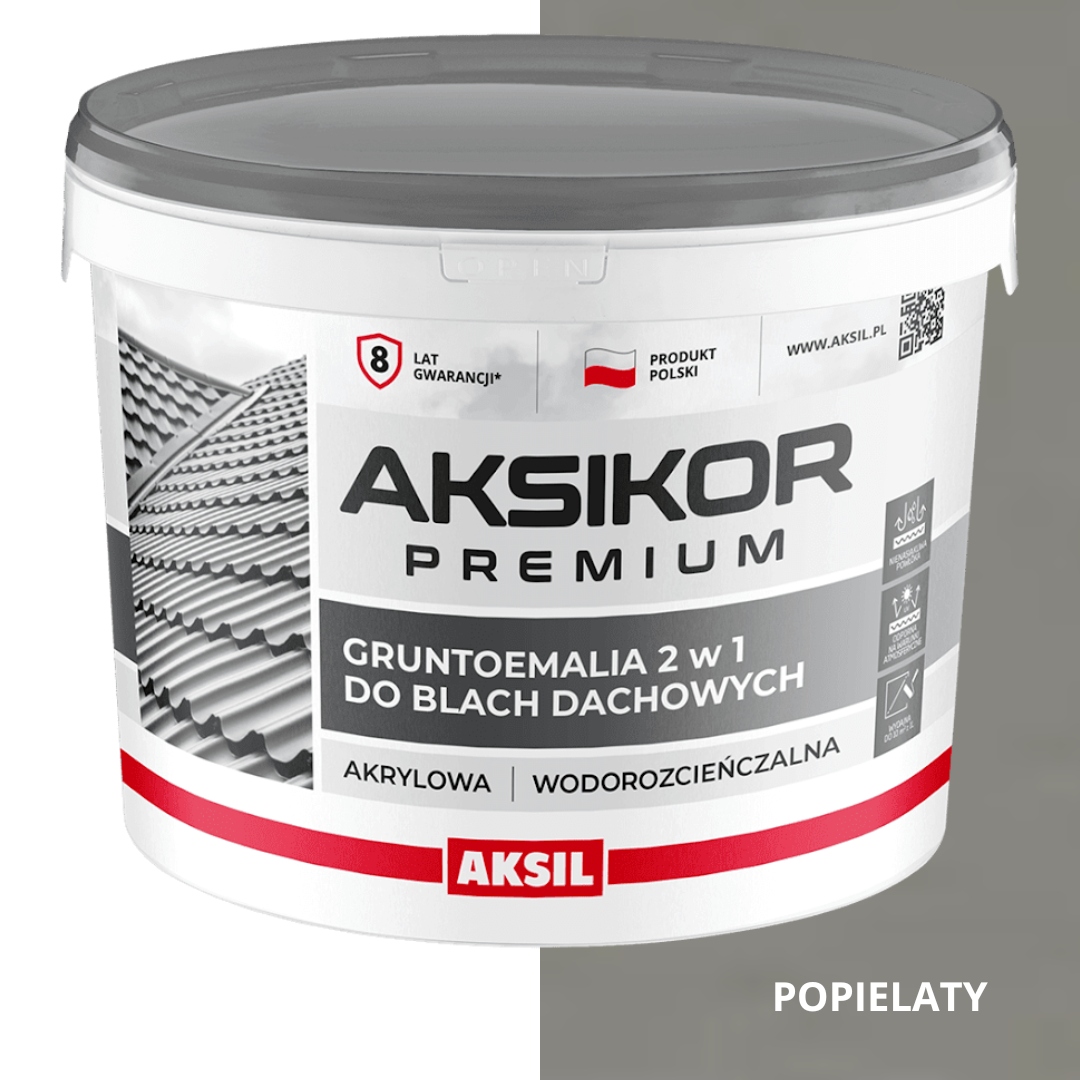 Aksikor Prémiová Farba Základný Smalt Na Strešné Plechy, Popolavá, 7037 10 L