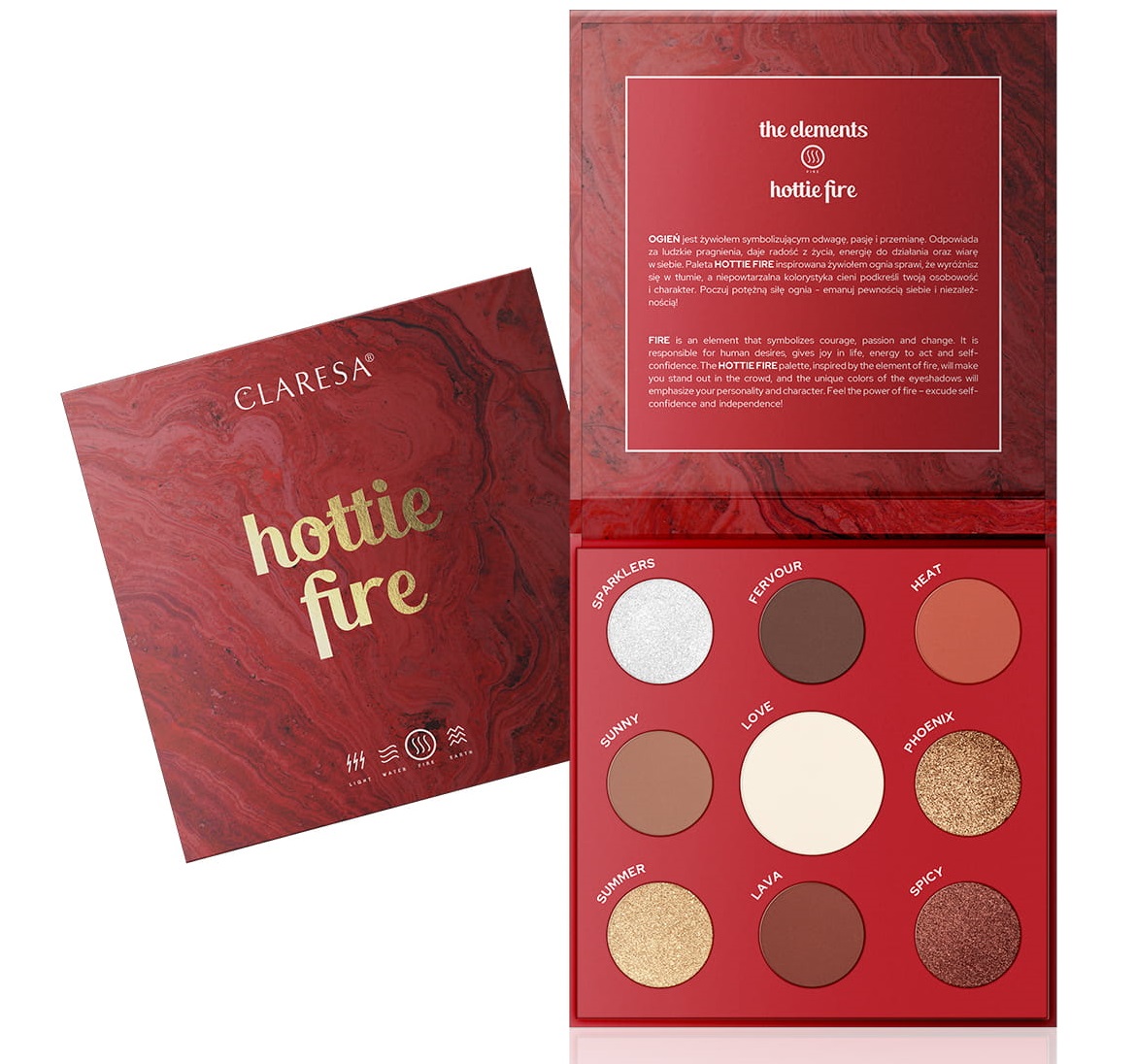 Claresa Hottie Fire Paleta 9 Cieni Do Powiek