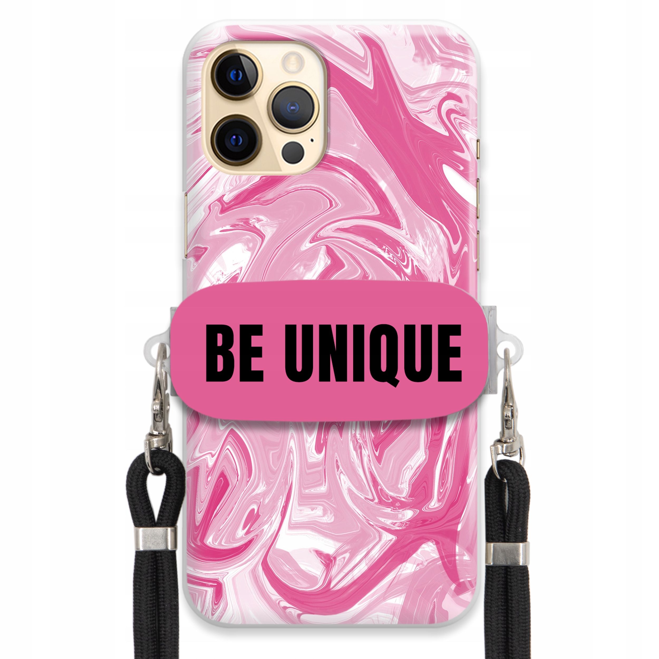 Puzdro pre iPHONE 12 Pro Max Case držiak Šnúrka Čierna Ružová Mramor Unique