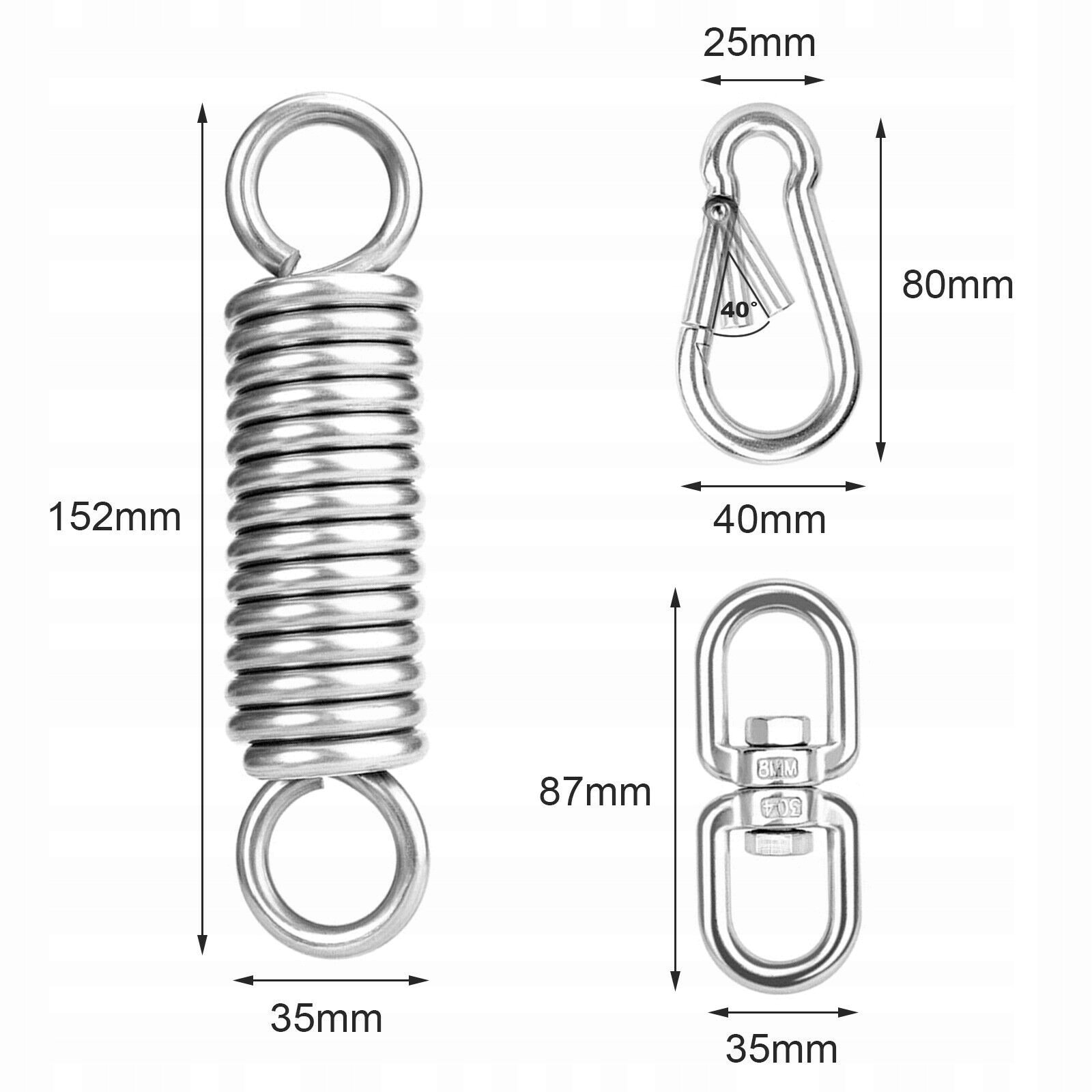 ZESTAW ZAWIESZENIA SPRĘŻYNOWEGO Z OBROTOWYMI HACZYKAMI DO HUŚTAWKI, HAMAK Producent inna