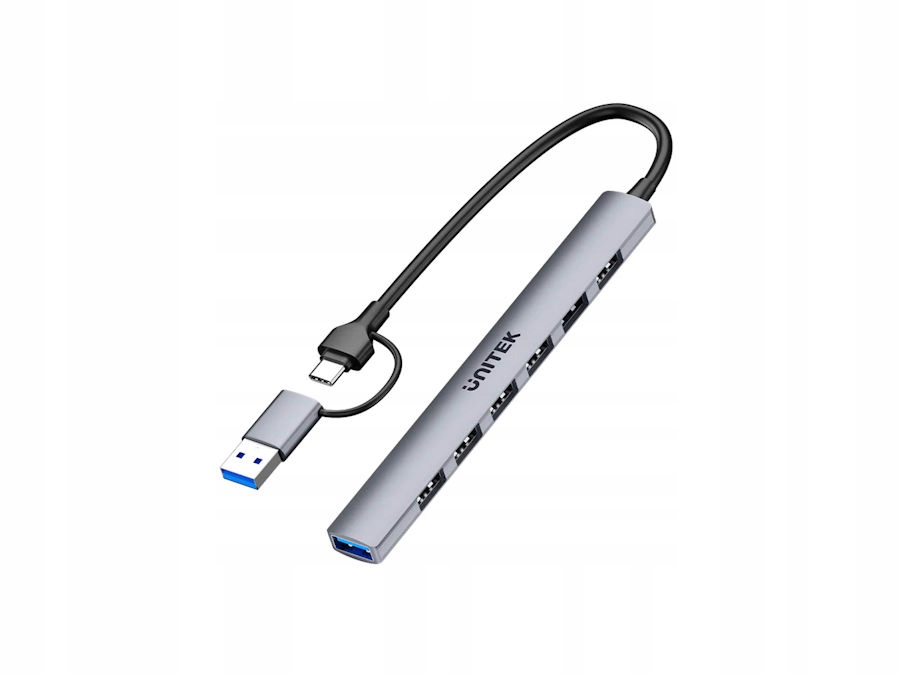 Hub Usb-c -> Usb-a x7 z adapterem Usb-a/c Unitek H1209AGY01