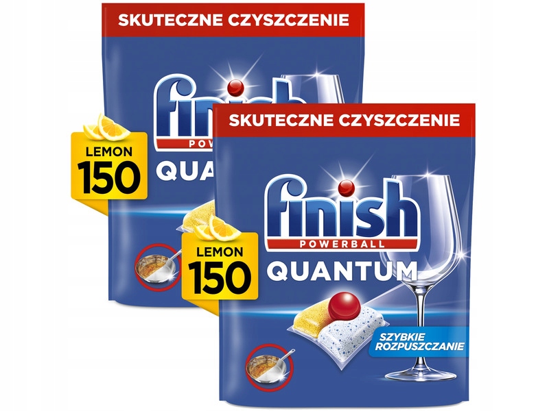 2 x Kapsułki do zmywarki Finish Powerball Quantum All in 1 Lemon 150 szt.