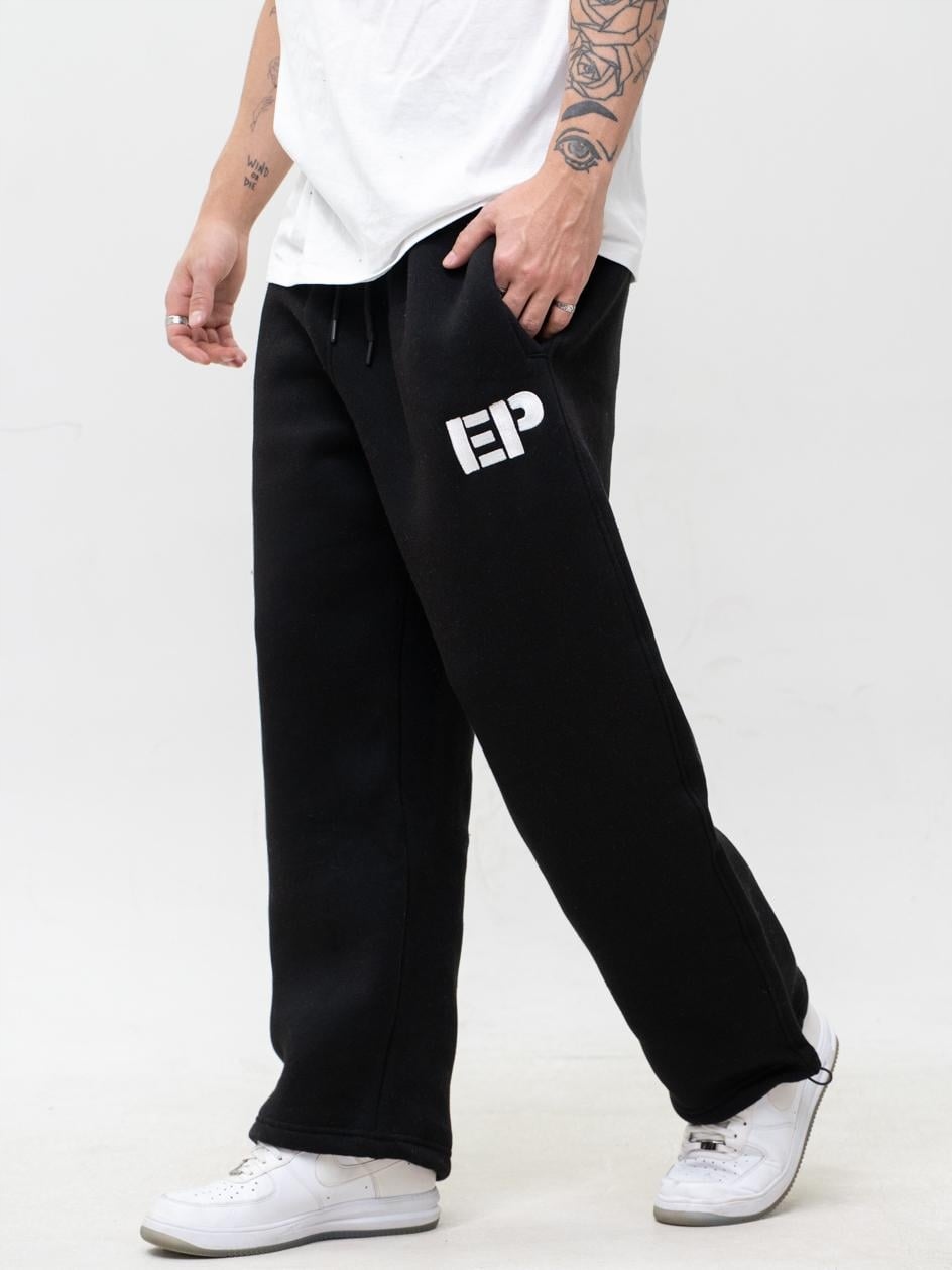 Široké Tepláky Baggy Pánské Černé S El Polako Stahovací Šňůrkou Ep L