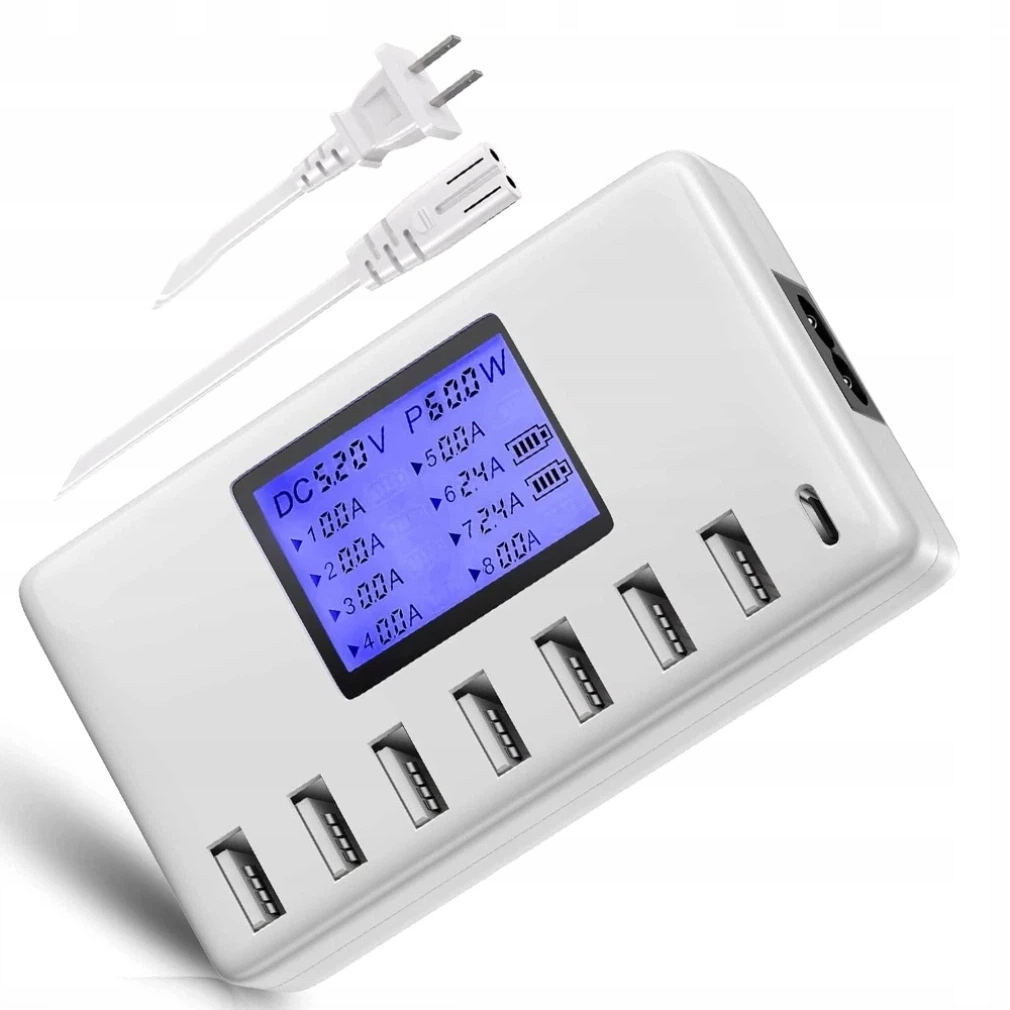 Profesionální Nabíjecí Stanice Hub S 8 Usb Porty A LCD displej